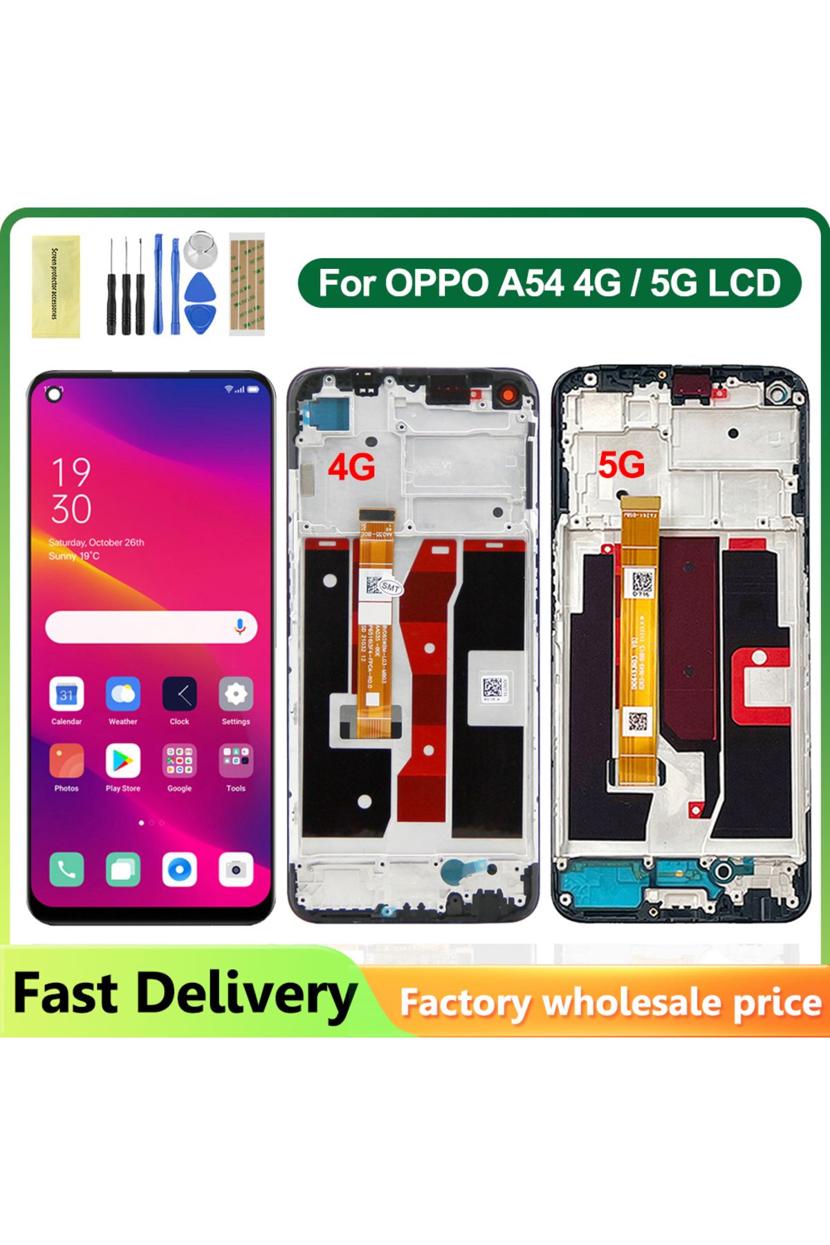 sinmaytai-A54 4g With Frame For Oppo A54 4g Cph2239 Lcd Display Touch Screen Digitizer Assembly For Oppo A54 5 8