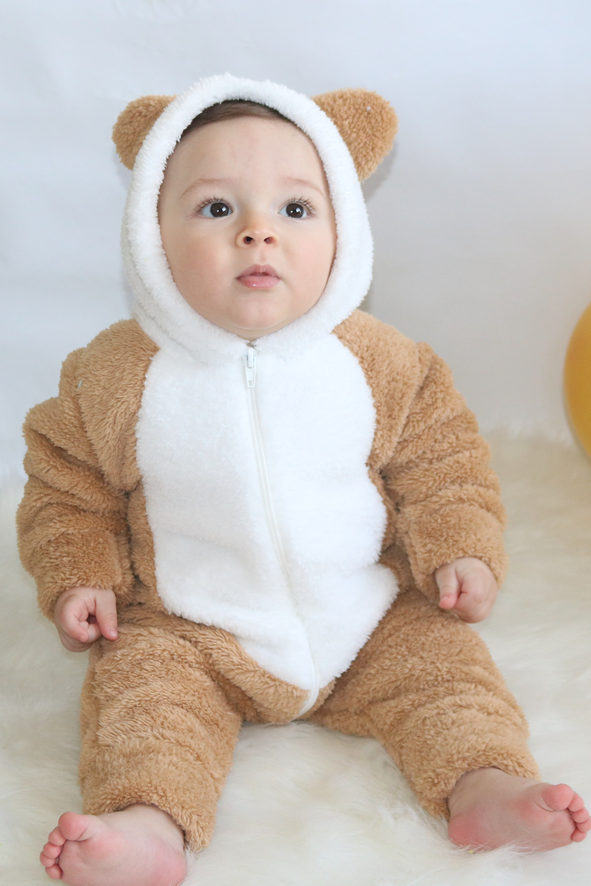 Baby Animals Welsoft Peluş Fermuarlı Kışlık Unisex Kız Erkek Bebek Uyku Tulumu Bebek Tulumu Çocuk Tulumu Kostümü fotoğrafı 3 (önizleme)