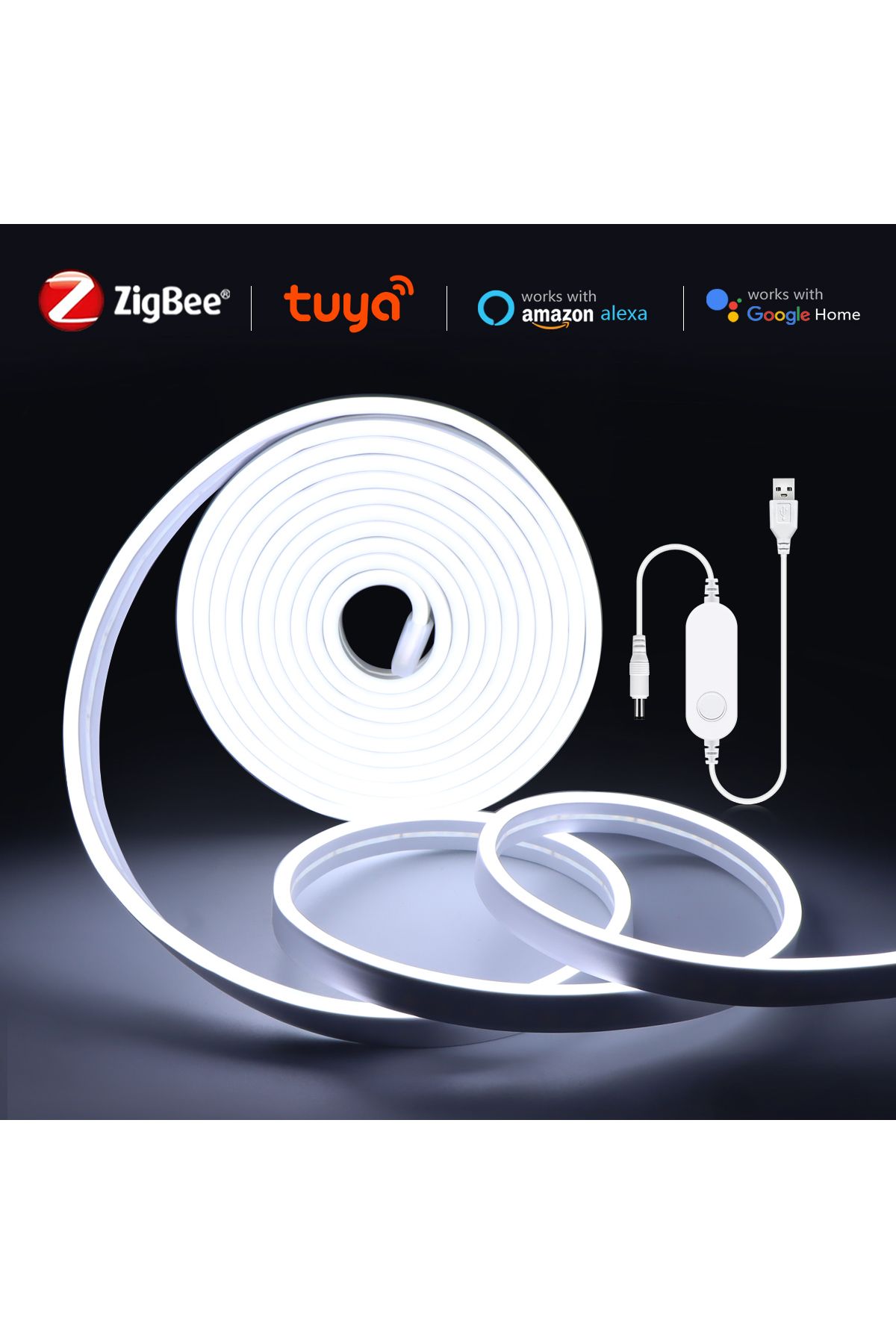 CHNAITEKE-Smart ZigBee 5V USB Neon Light LED Strip Dimmable Tape Ribbon Work With Tuya Gateway Hue Bridge S... 2