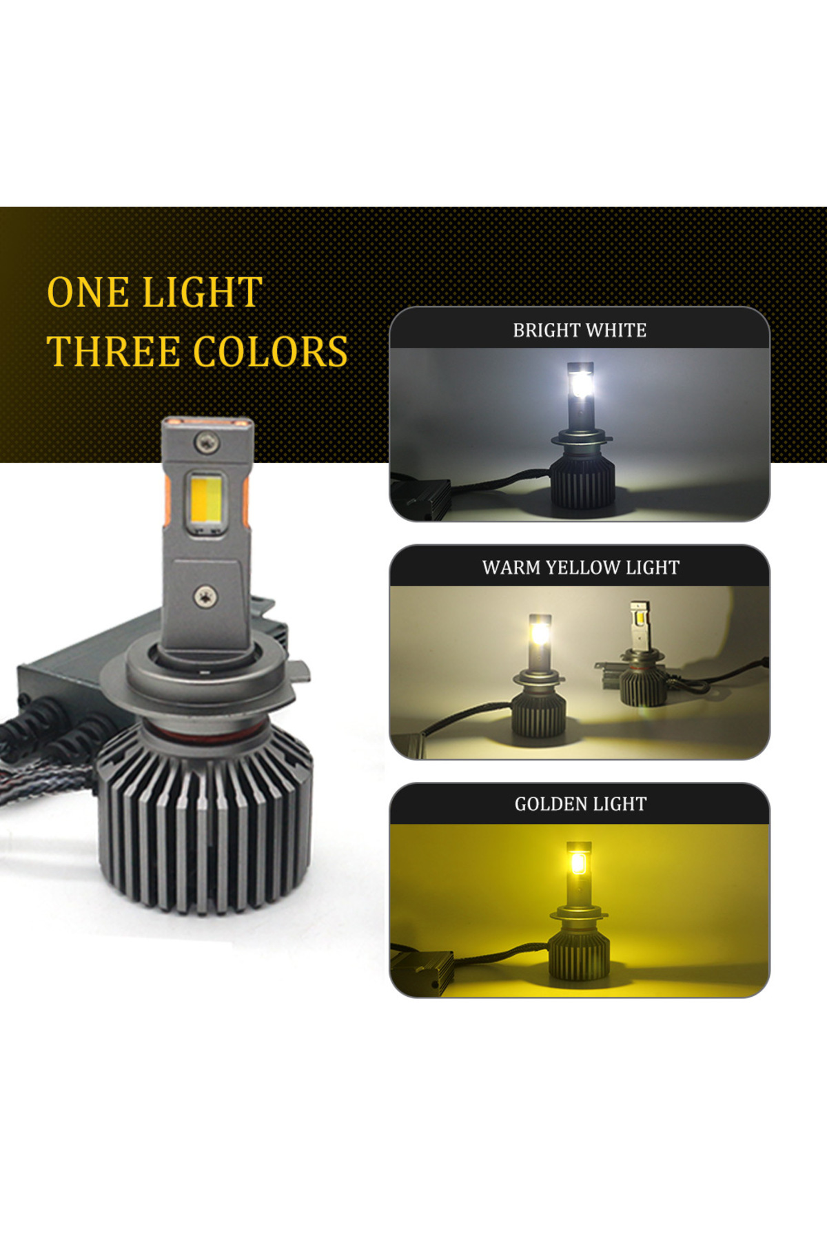 Choice-120W 3Color LED Headlight H4 H11 H7 9005 9006 LED Color Changing Fog Light Bulb HB3 HB4 Led Bulb ... 3