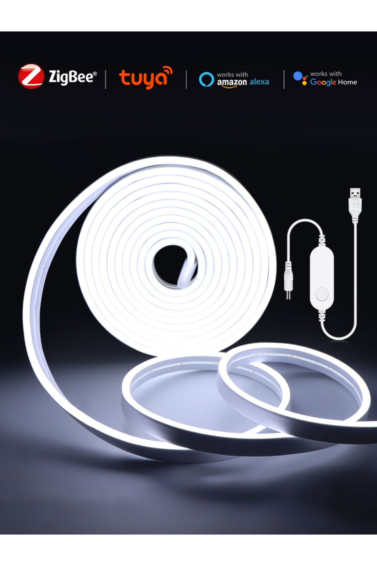 CHNAITEKE-Smart ZigBee 5V USB Neon Light LED Strip Dimmable Tape Ribbon Work With Tuya Gateway Hue Bridge S... 8