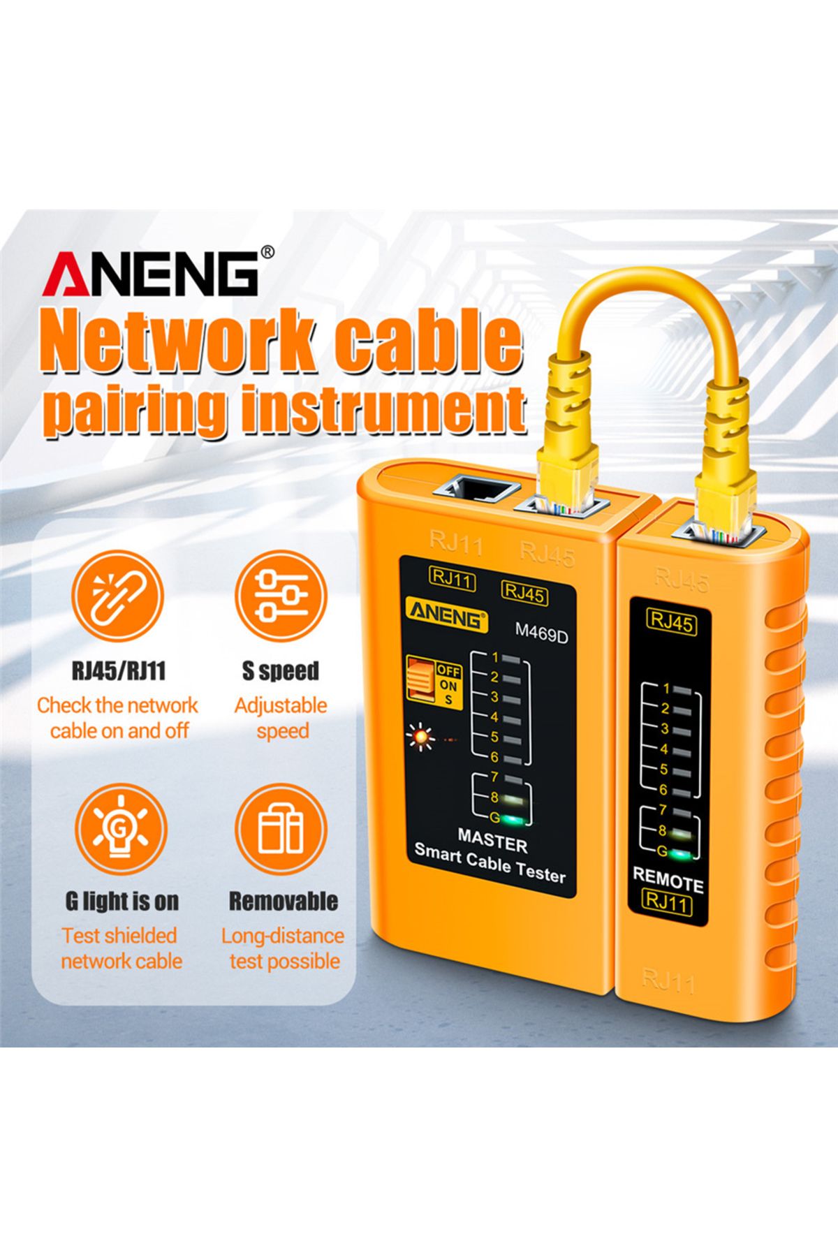 ANENG-M469D RJ45 RJ11 Network Cable Tester LAN Cable Networking Wire Telephone Line Detector Trac... 2