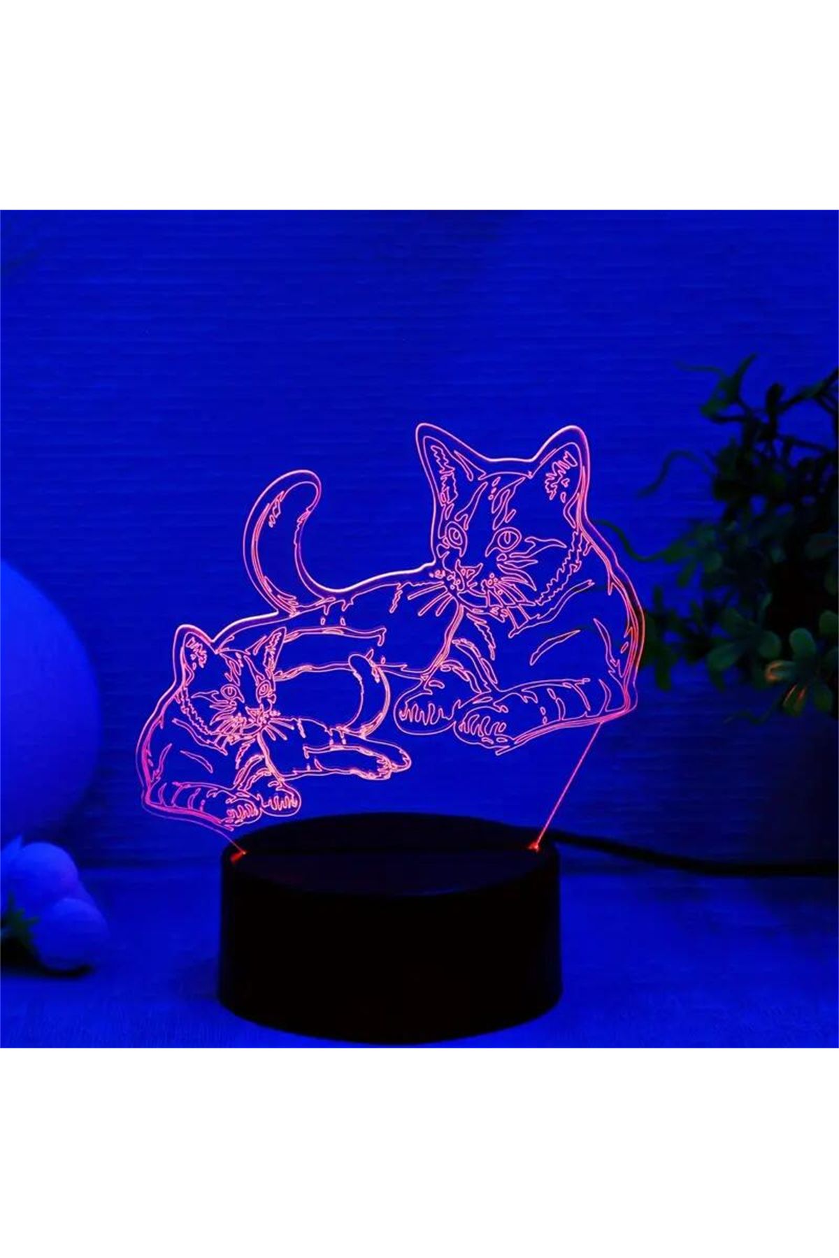 WLFYS-1pc Two Cats 3D Night Light, 3D Optical Illusion Lamp With Touch, 7-Color Changing Ambient Light ... 6