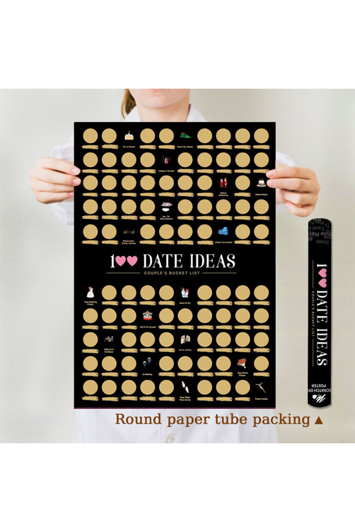 Choice-100 Things To Do Between Couples Love Games Wall Mounted Scratch Off Poster 100 Dates Scratch Off... 7