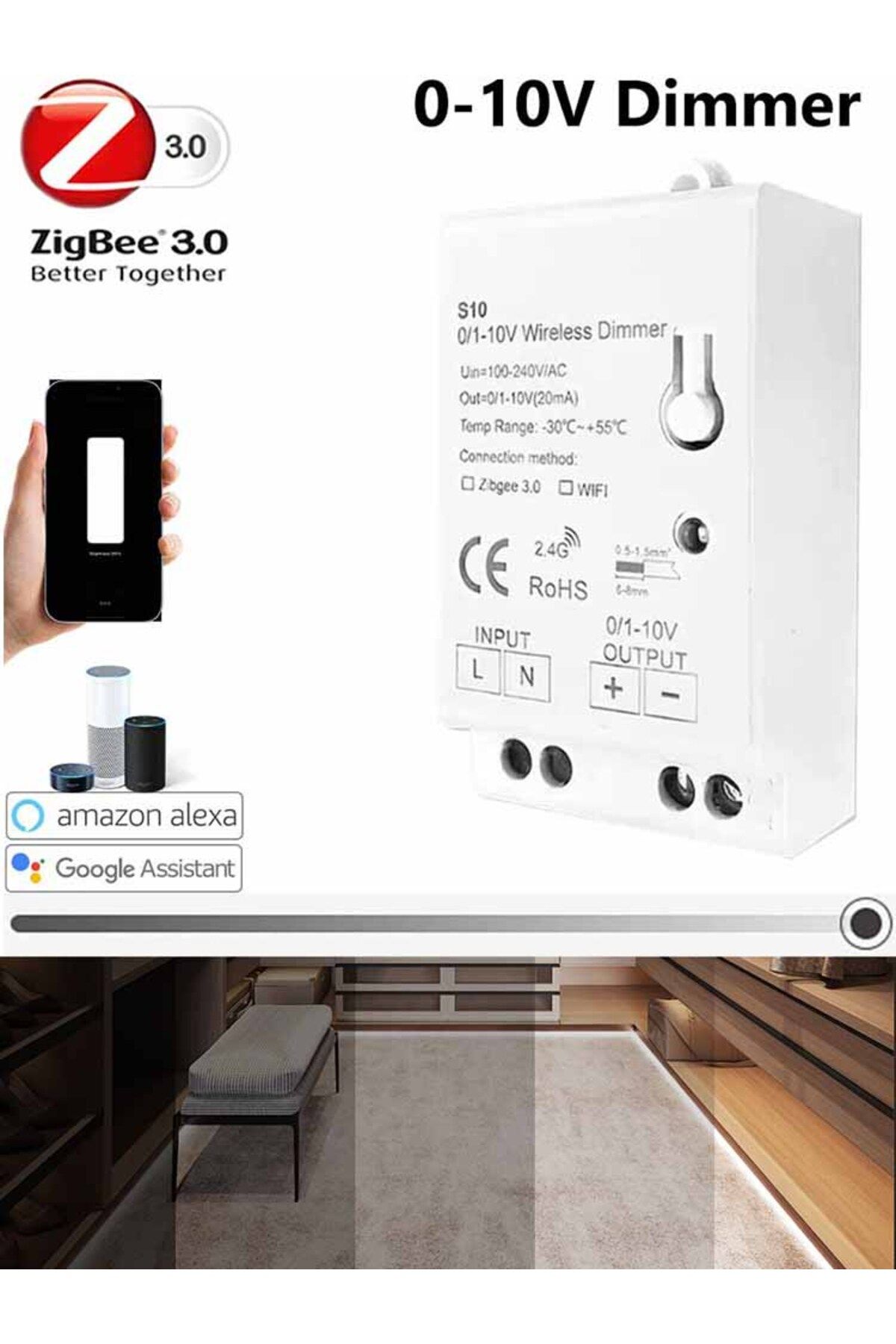 Choice-0-10v Dimmer Control Zigbee 3.0 0-10v 1-10v Dimmer Controller Led Light Strip Driver Wireless Contro 7