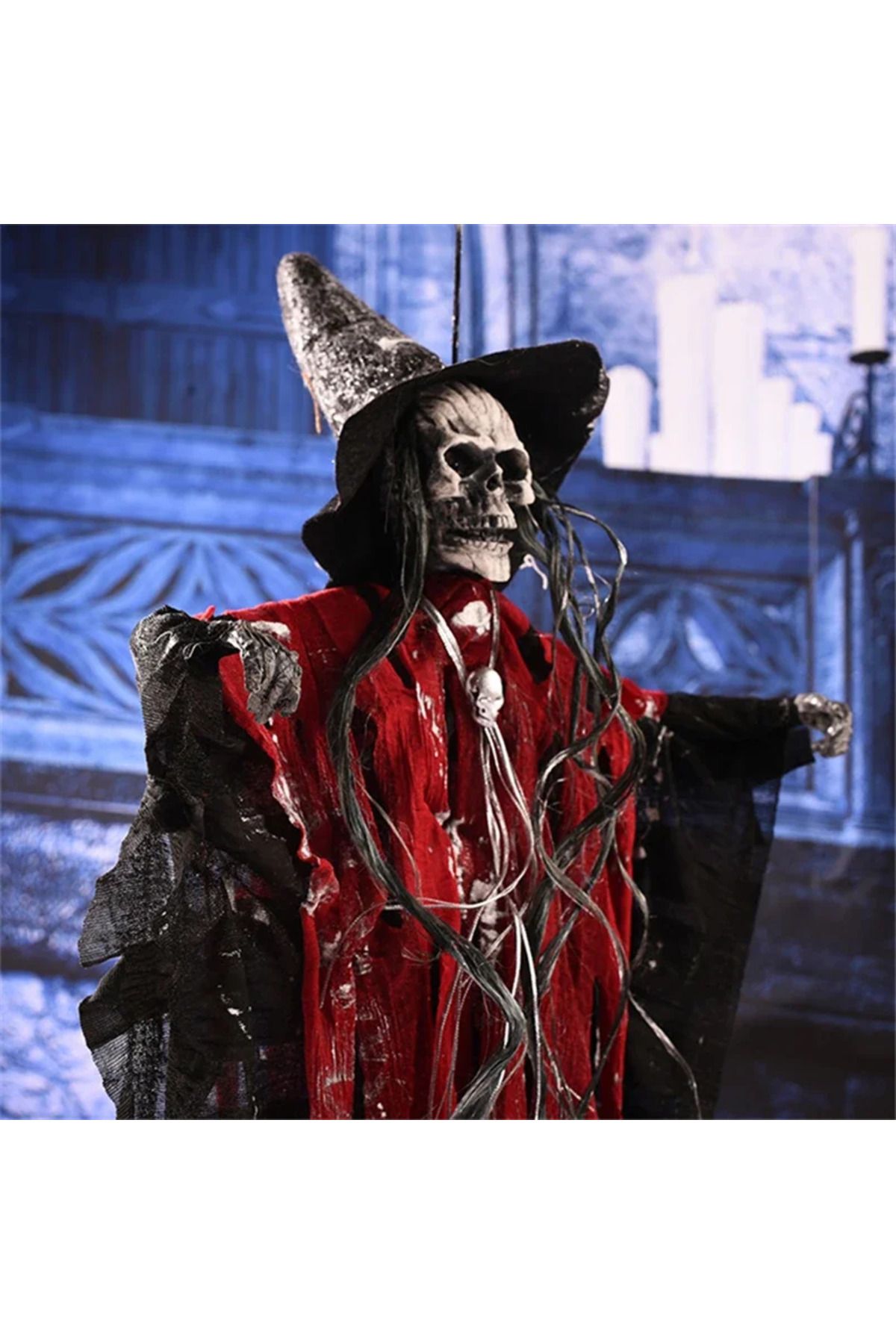 Choice-Halloween Skeleton Pendant Witch Hanging Ghost Glowing Eyes Horror Doll Spooky Party Home Garden ... 4