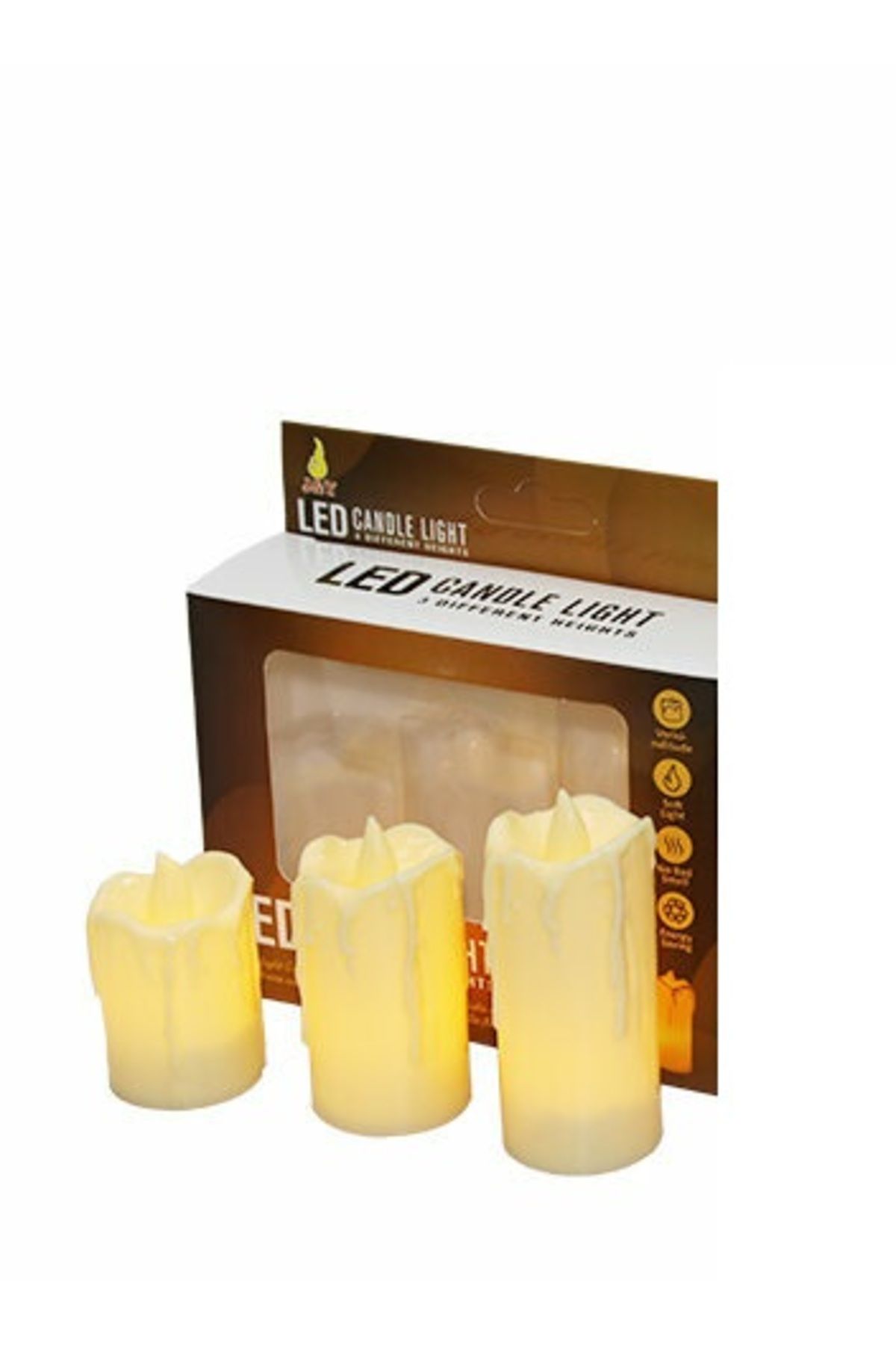 Ovebu Alevli Led Mum Hareketli Alev Görünümlü Dekoratif Mum - 3lü Set (Orta Boy)