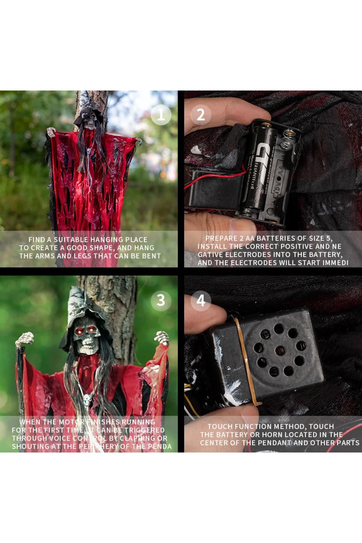 Choice-Halloween Skeleton Pendant Witch Hanging Ghost Glowing Eyes Horror Doll Spooky Party Home Garden ... 5