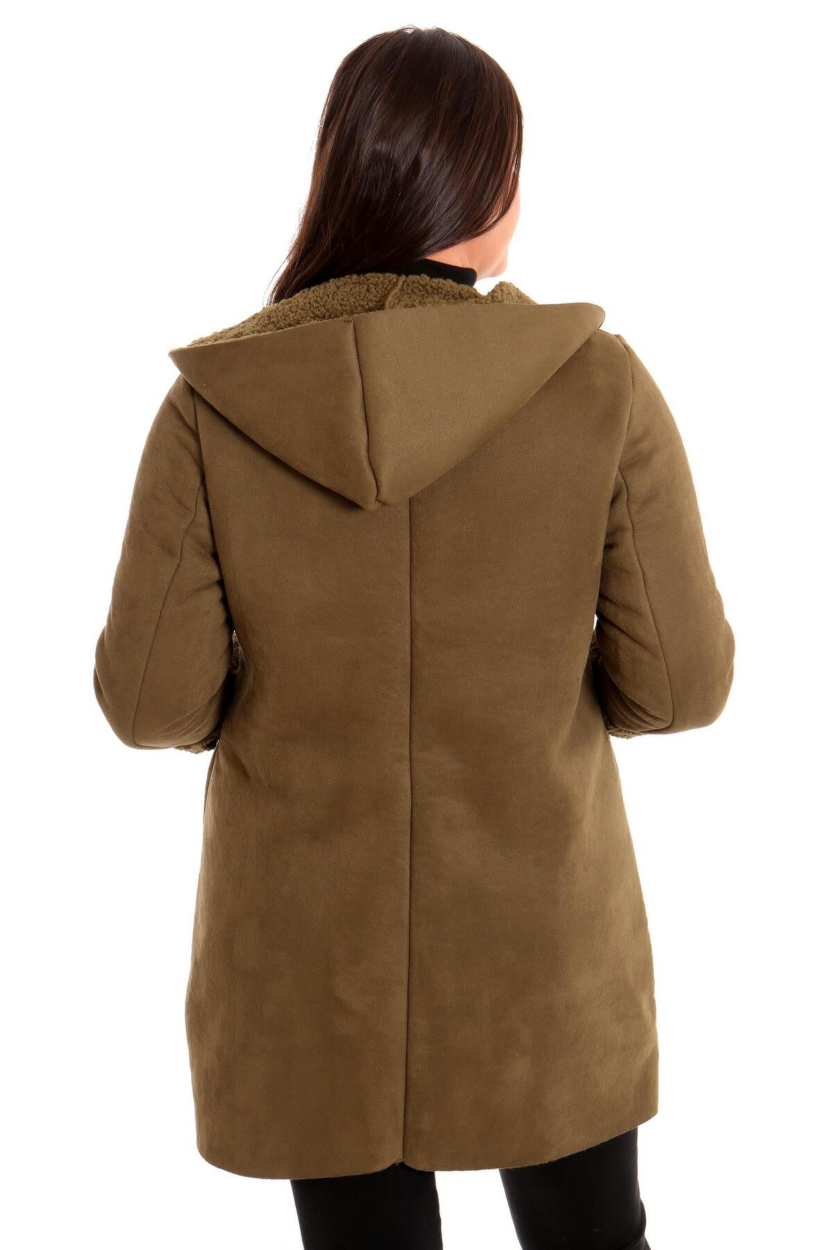 Metpoint-Trend42Plus Large Size Suede Khaki Coat with Fur Inside 5