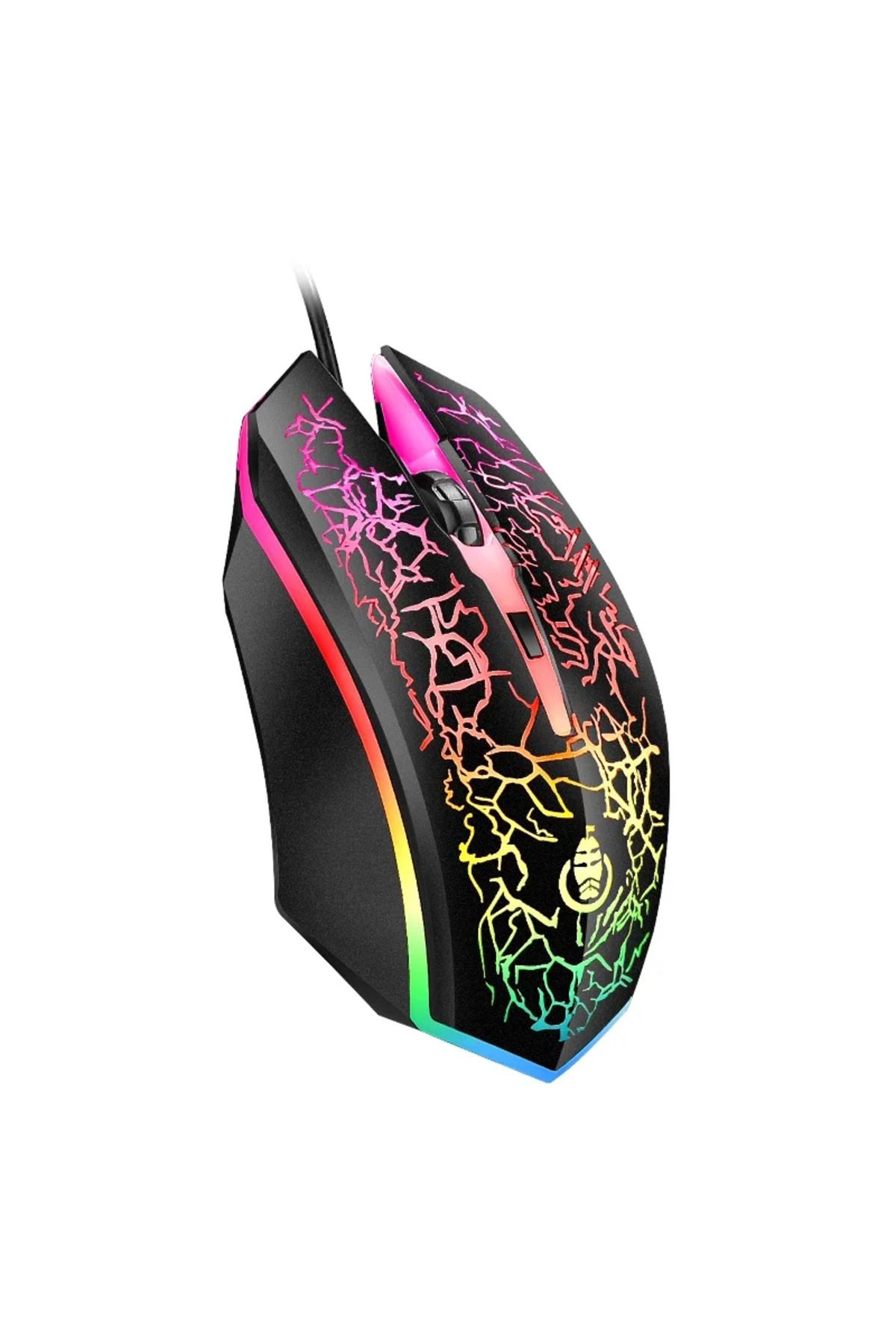 Choice-Shipadoo Cracked Luminous Computer Keyboard Mouse Set USB Wired Gaming and Office Suitable for  W... 5