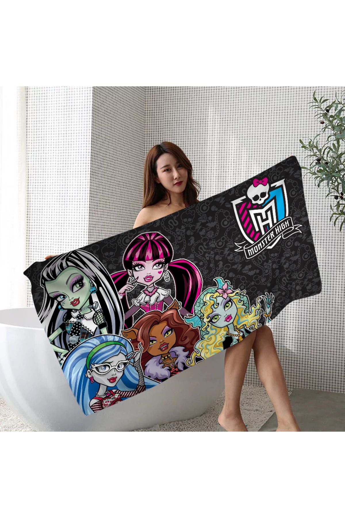 Choice-Cartoon M-Monster High D-Draculaura Towel Microfiber Beach Towel Absorbent Quick dry Soft Yoga Sw... 1