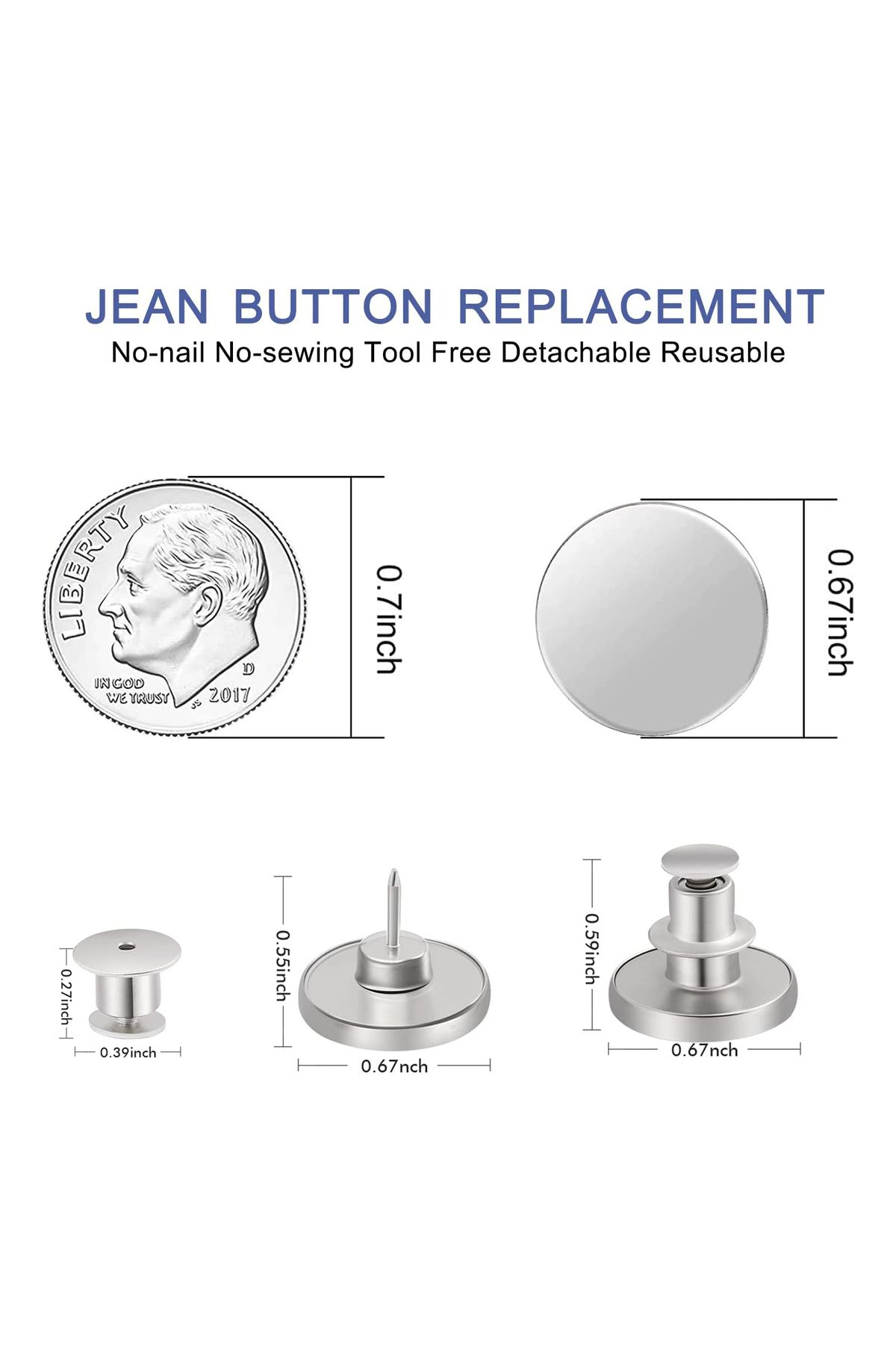 Choice-12 Sets Jean Buttons Pins No Sew for Loose Jeans Pants Tightener Adjustable Buttons Replacement f... 3