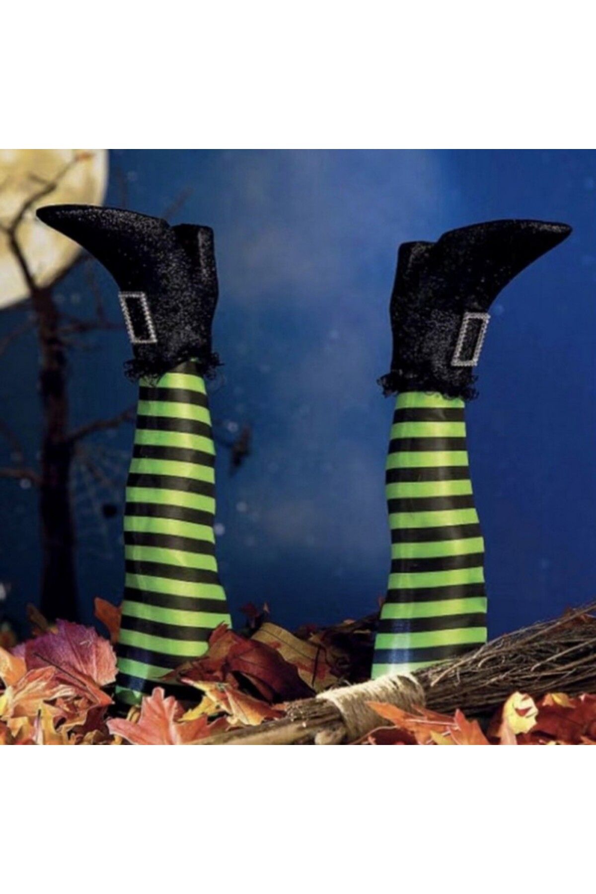 Choice-2PCS Halloween Evil Witch Legs Decorations Upside Down Wicked Wizard Feet With Boot Stake Yard La... 3