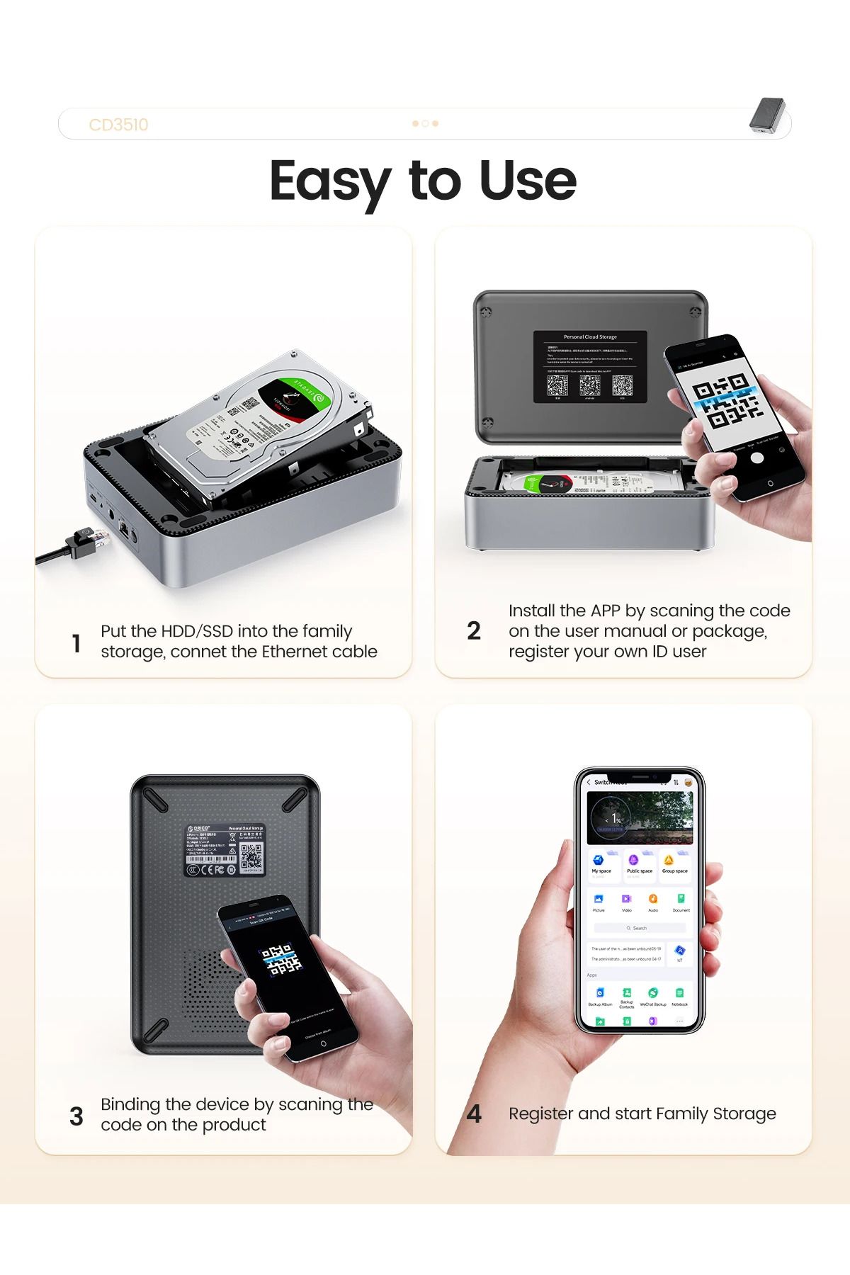 Orico-Private NAS Storage HDD Hard Drive Enclosure Network Box With Automatic Backup Remote Acces... 7