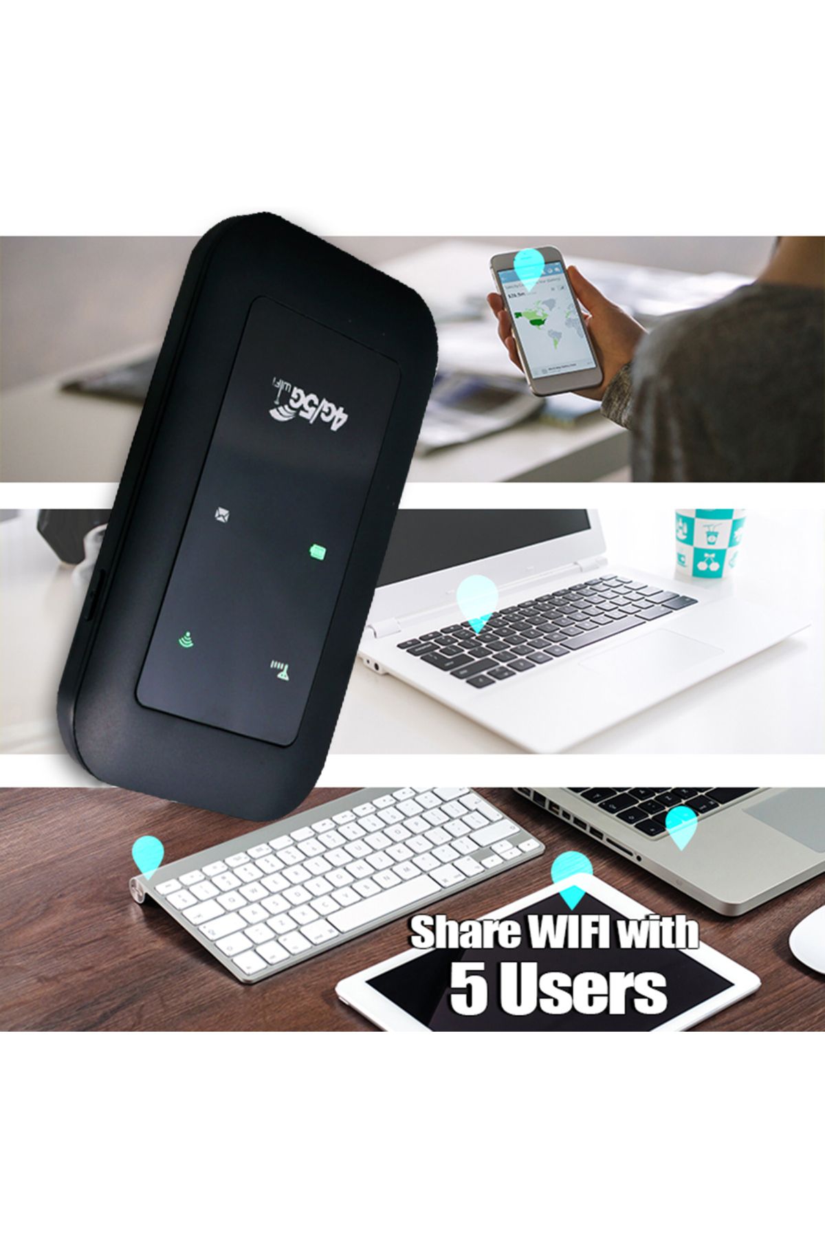 VAKIND-Portable WiFi Repeater 4G LTE Router Signal Amplifier Network Expander Adaptor 150Mbps SIM Card S... 4
