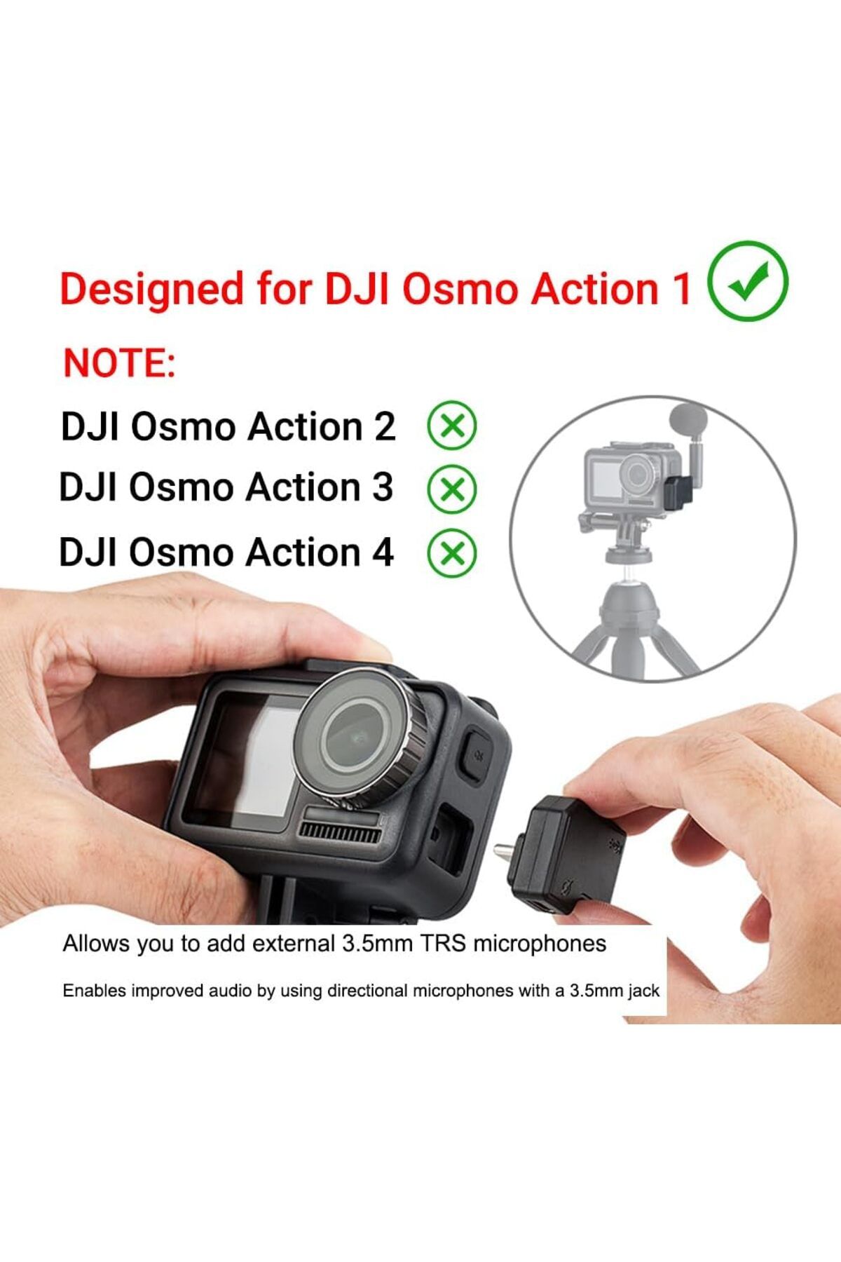 JJC-USB-C 3.5mm Mic Adapter Only for DJI Osmo Action 1 Audio Adapter Vlogging Action Camera Acces... 2