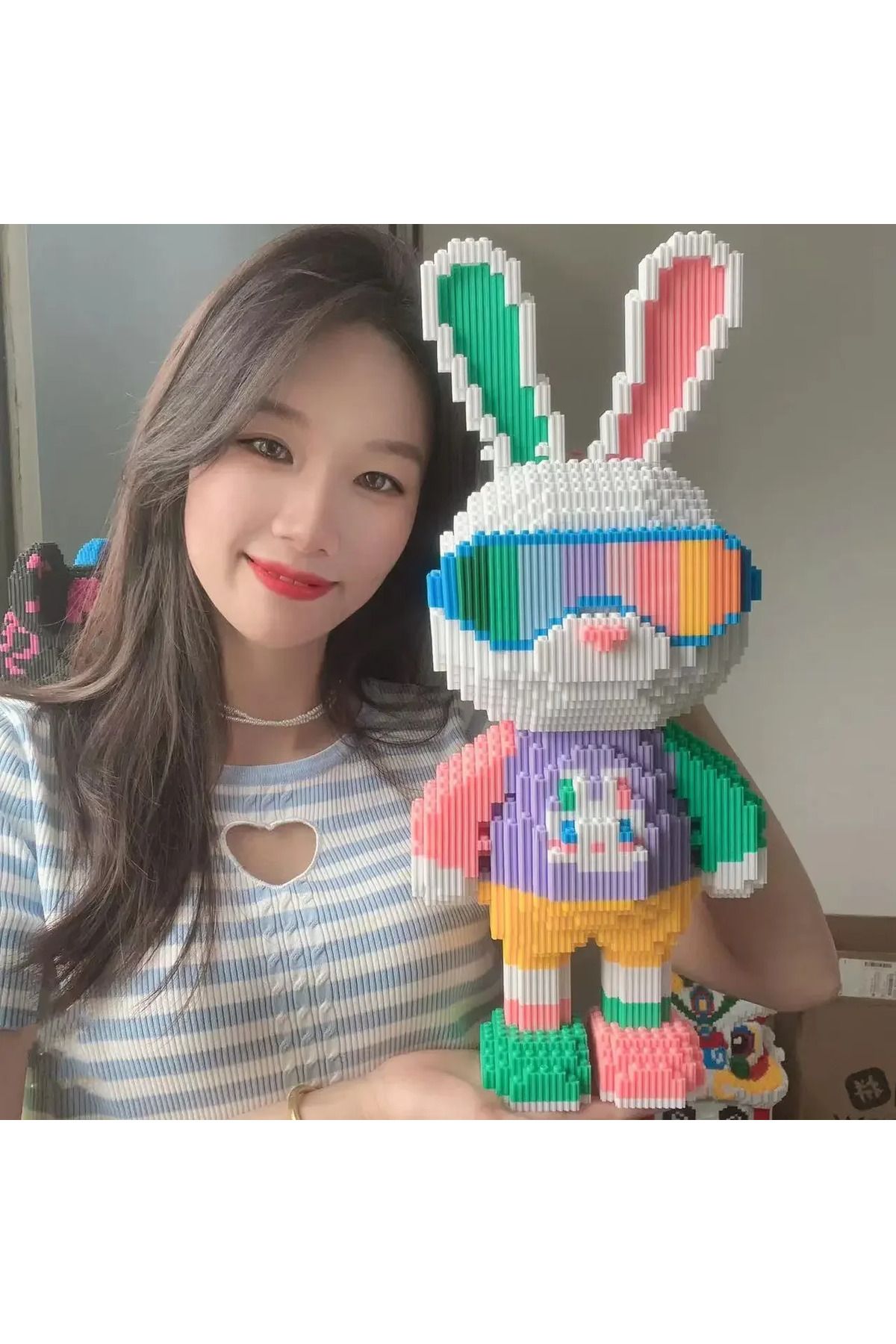 hairun-Candy Rabbit Colorful and Cute Mini 3D DIY Kids Toys Model with Light Building Block Micro Bricks... 4