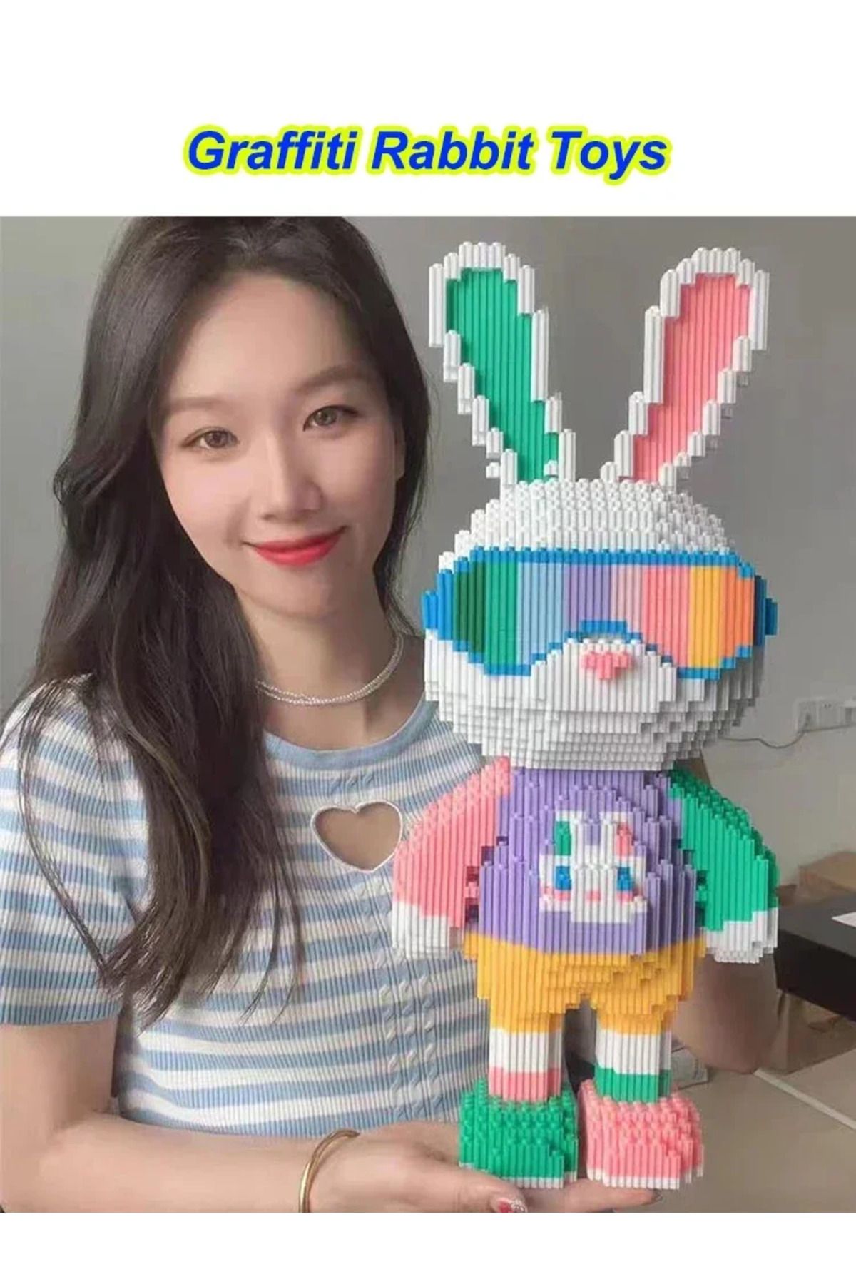 hairun-Candy Rabbit Colorful and Cute Mini 3D DIY Kids Toys Model with Light Building Block Micro Bricks... 8