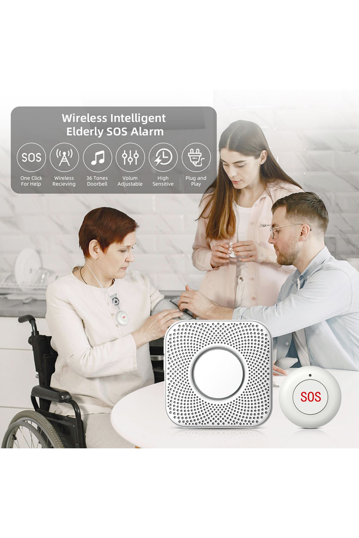 GauTone-Wireless SOS Button Caregiver Page Emergency Medical Alert System for Seniors Patients Elderly At... 3