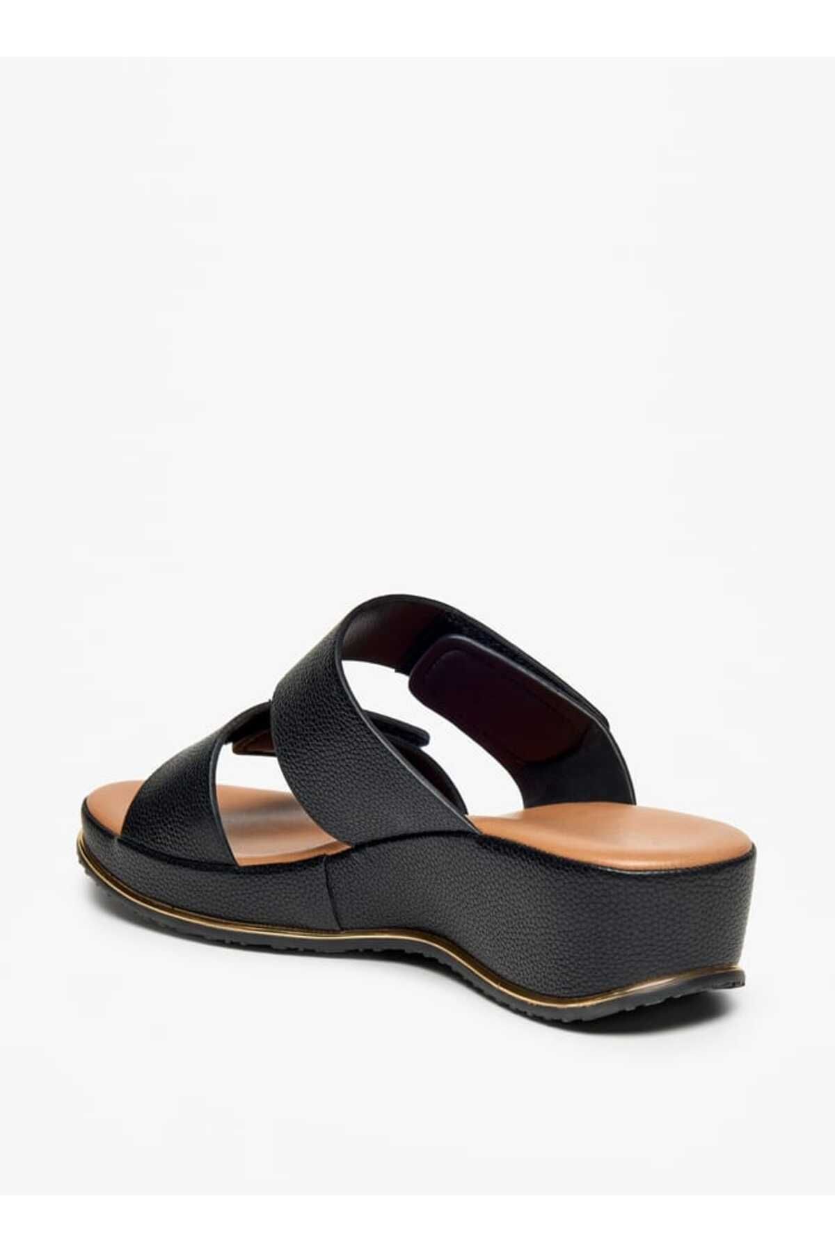 Flora Bella by Shoexpress-Flora Bella Textured Wedge Heel Slip-On Sandals with Hook and Loop Closure 2