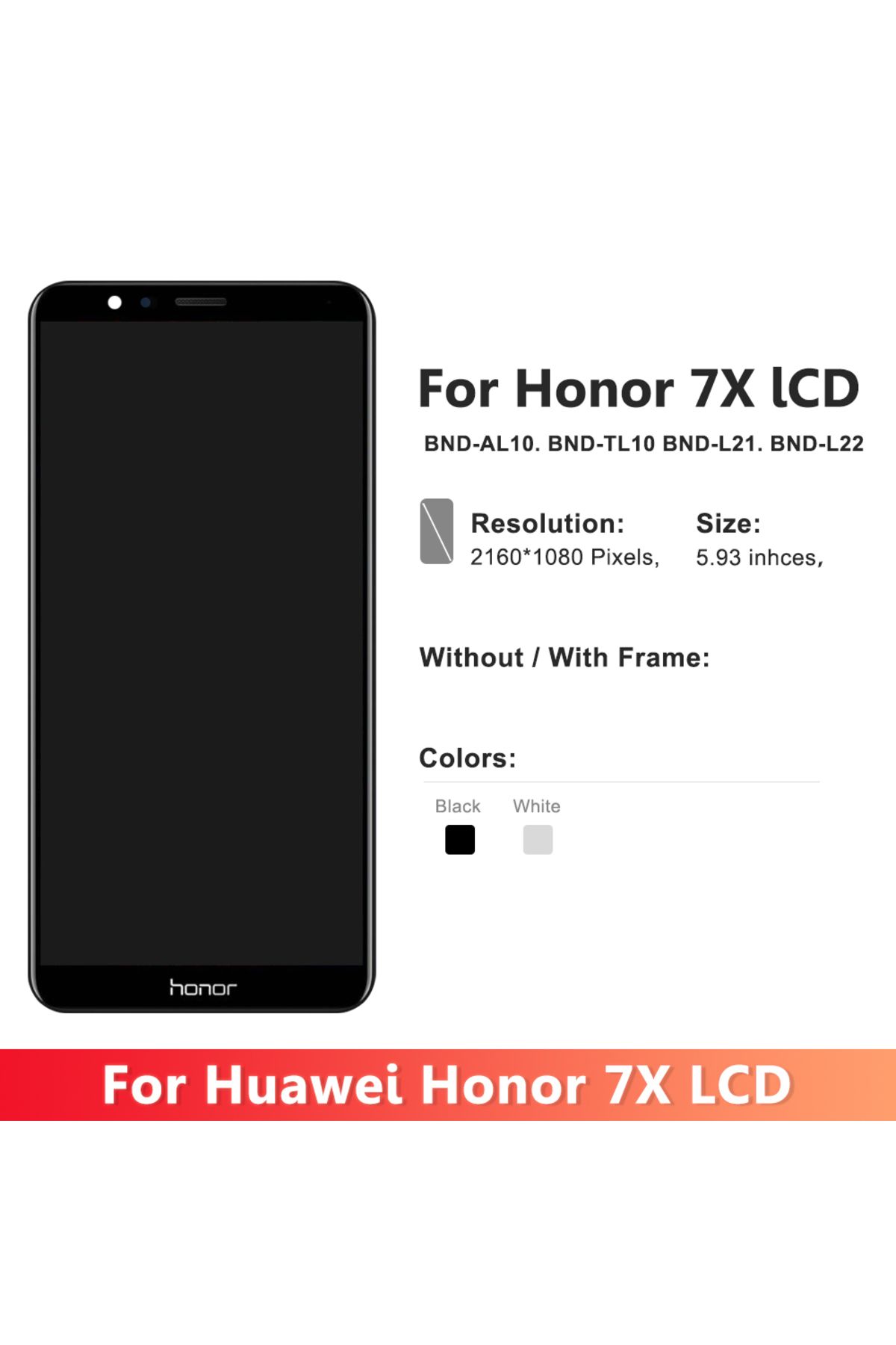 sinmaytai-5.93" For Honor 7X BND-L21 BND-L22 Lcd Display Digital Touch Screen with Frame for Huawei Honor7X... 2