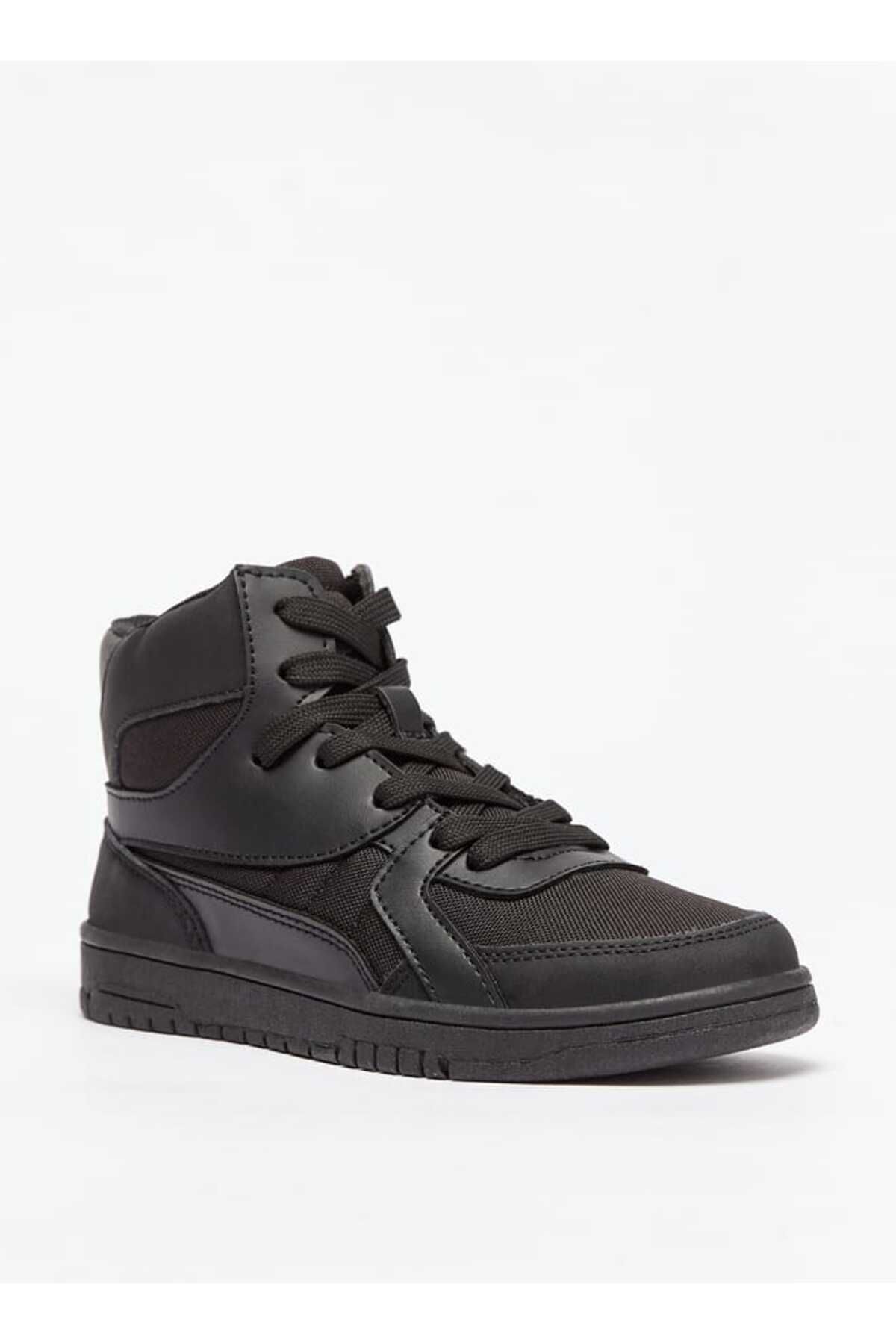 Duchini-Mister Duchini Panelled High Top Sneakers with Zip Closure 1