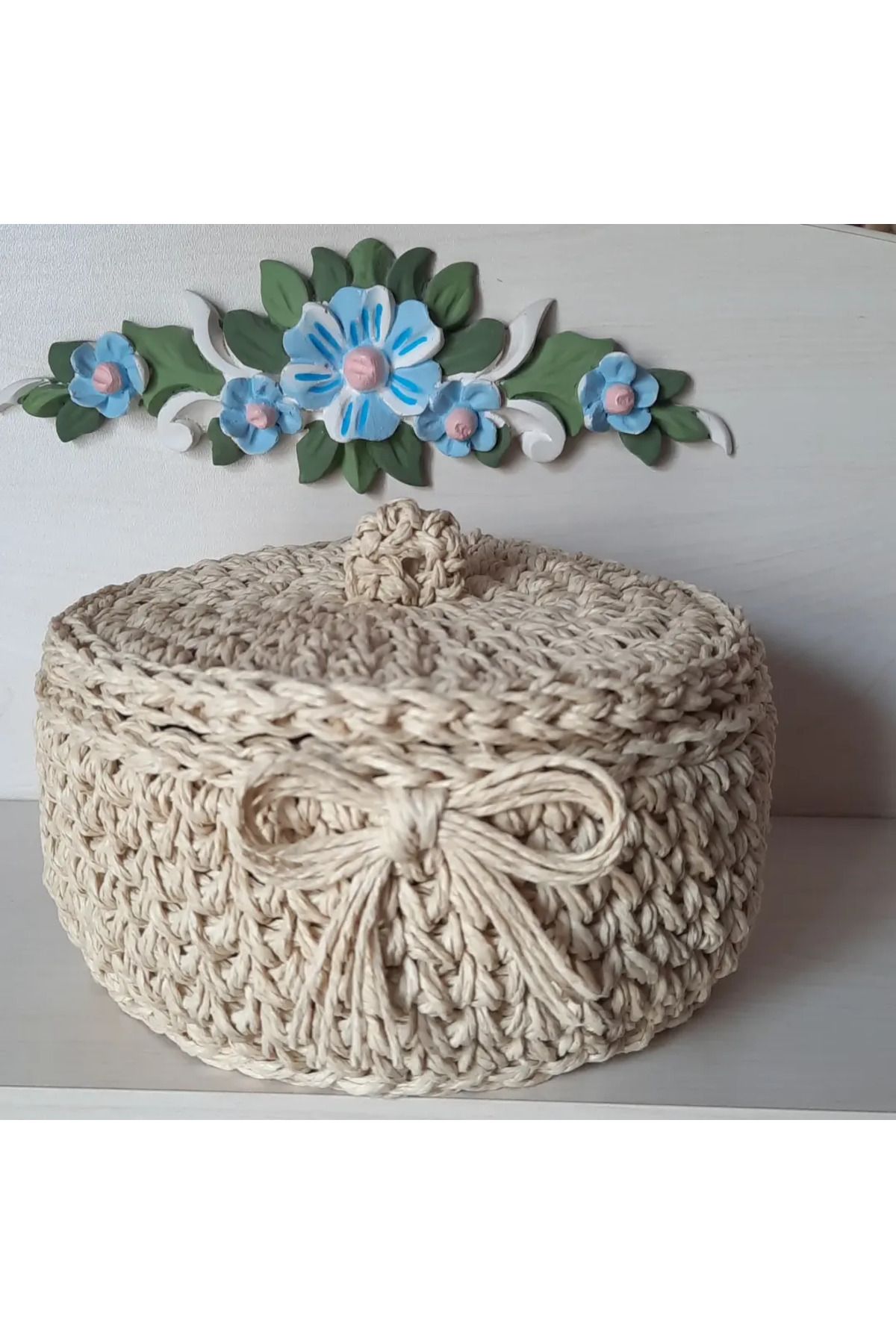 panier décoratif en osier avec couvercle en fil de papier