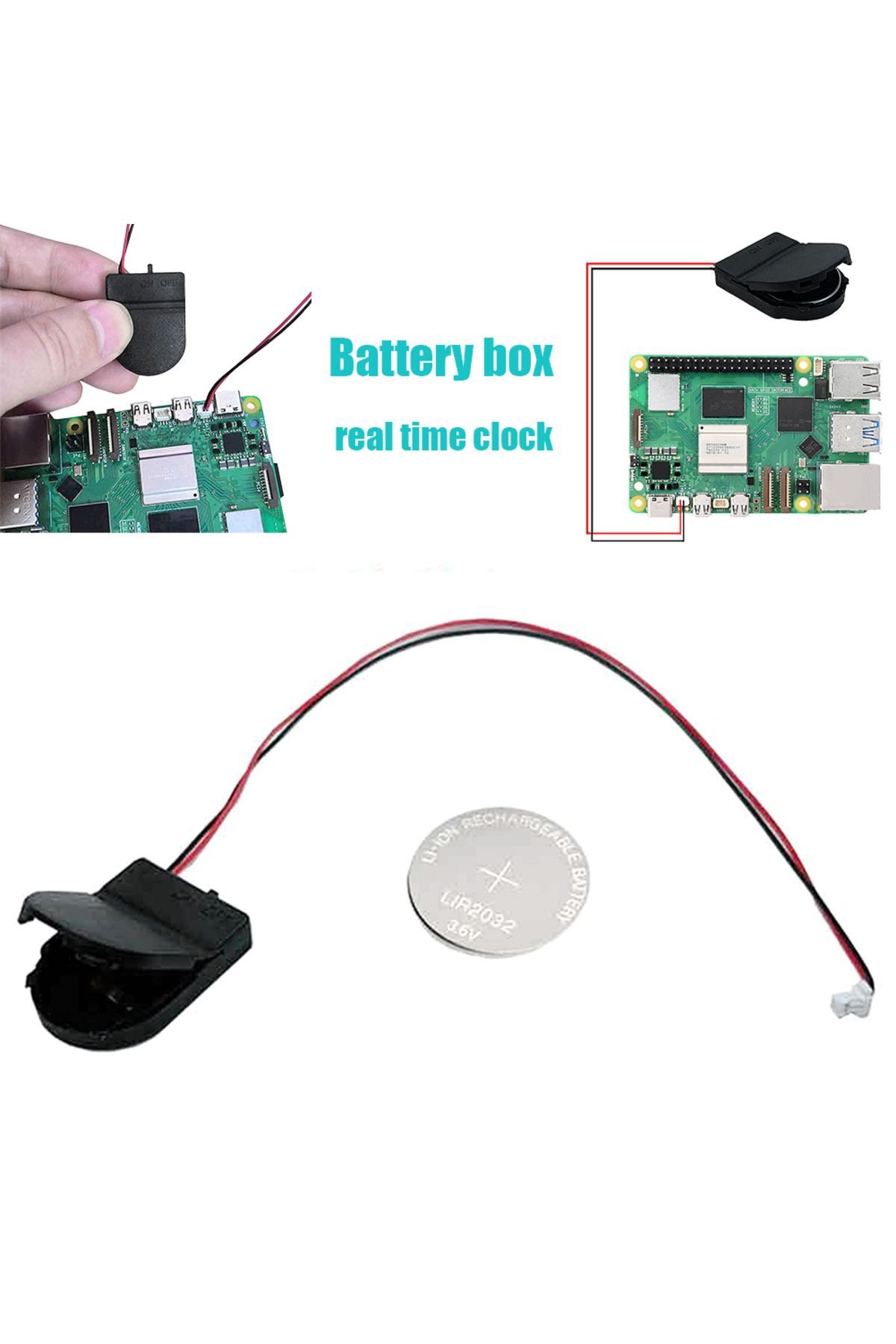 ALLOYSEED-For Raspberry Pi 5 RTC Battery Box Real Time Clock Holder with Battery/without Battery RTC Clock ... 4