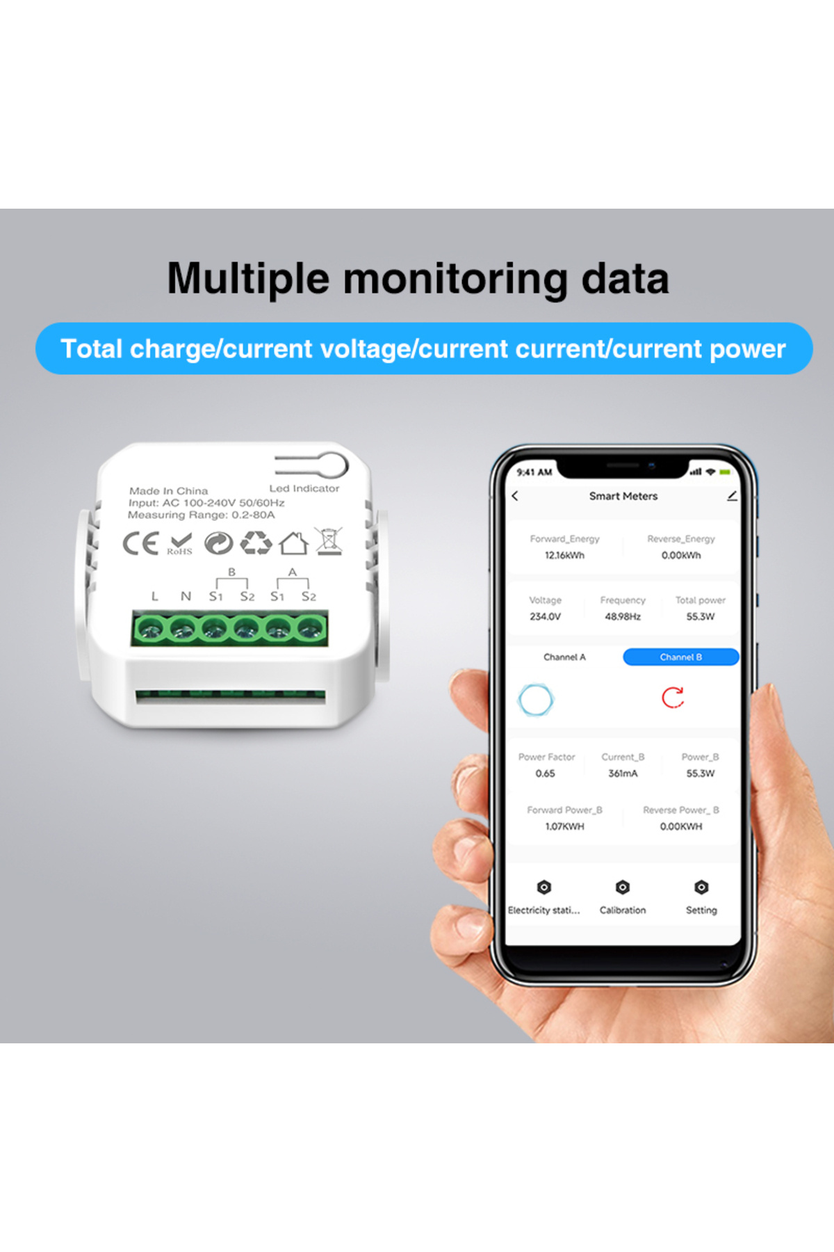 Choice-1/2 ct tuya wifi diy digital energy smart meter 80a current transformer solar pv system power pro... 2