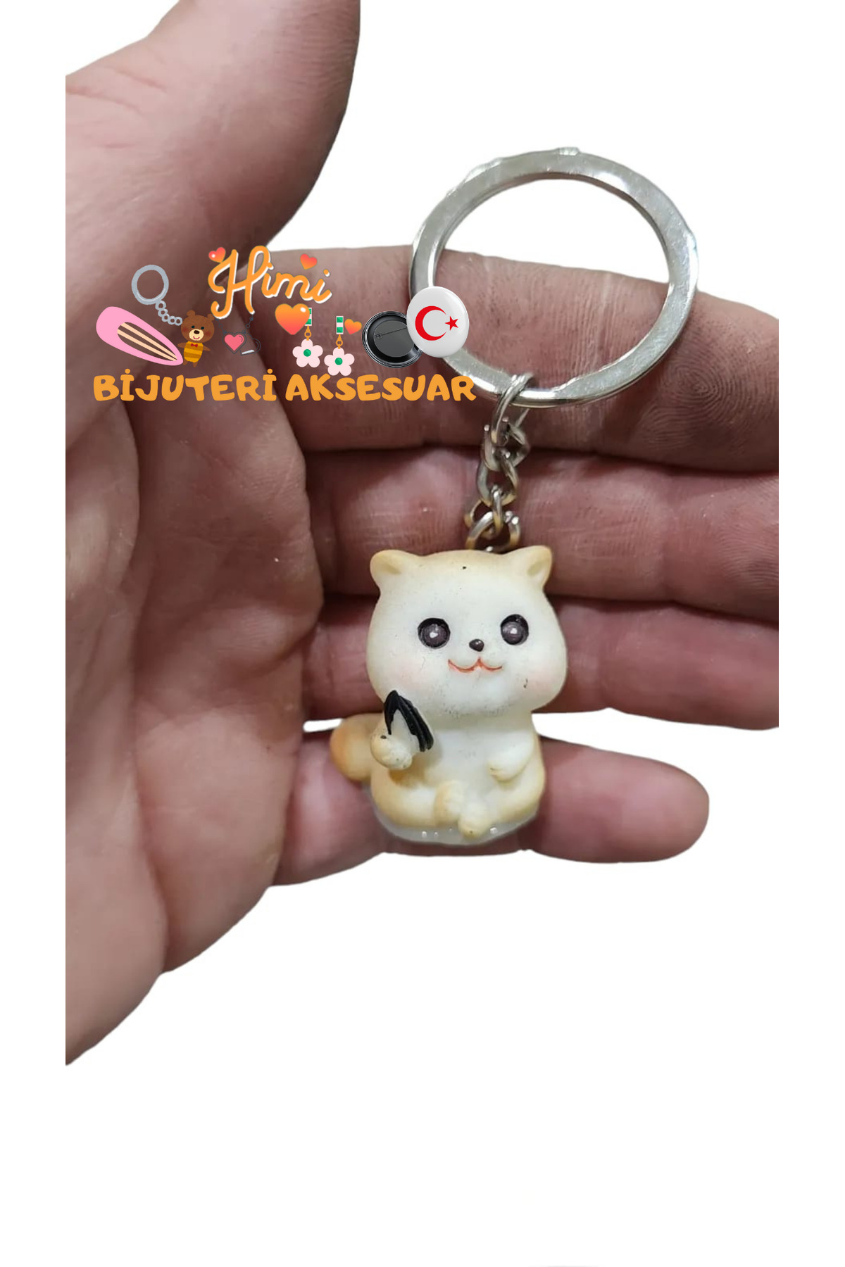 Minik Gemili Kedi Anahtarlık Sırt Çantası Süsü Oto Anahtarlık Okul Çantası Süsü Spor Çantası Süsü
