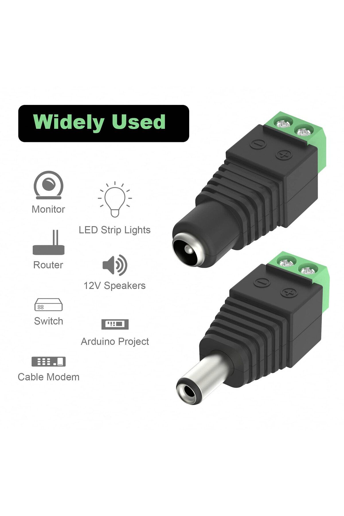 AOKIN-5 pairs 12V DC Power Connector 5.5mm x 2.1mm DC Power Plug Male and Female DC Connectors for LED ... 3