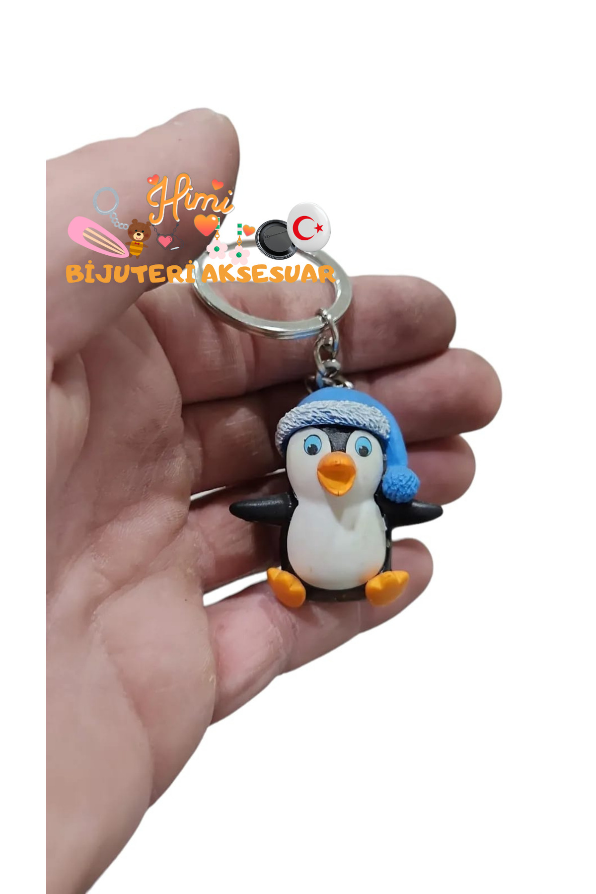 Şapkalı Penguen Anahtarlık Sırt Çantası Süsü Oto Anahtarlık Okul Çantası Süsü Spor Çantası Süsü