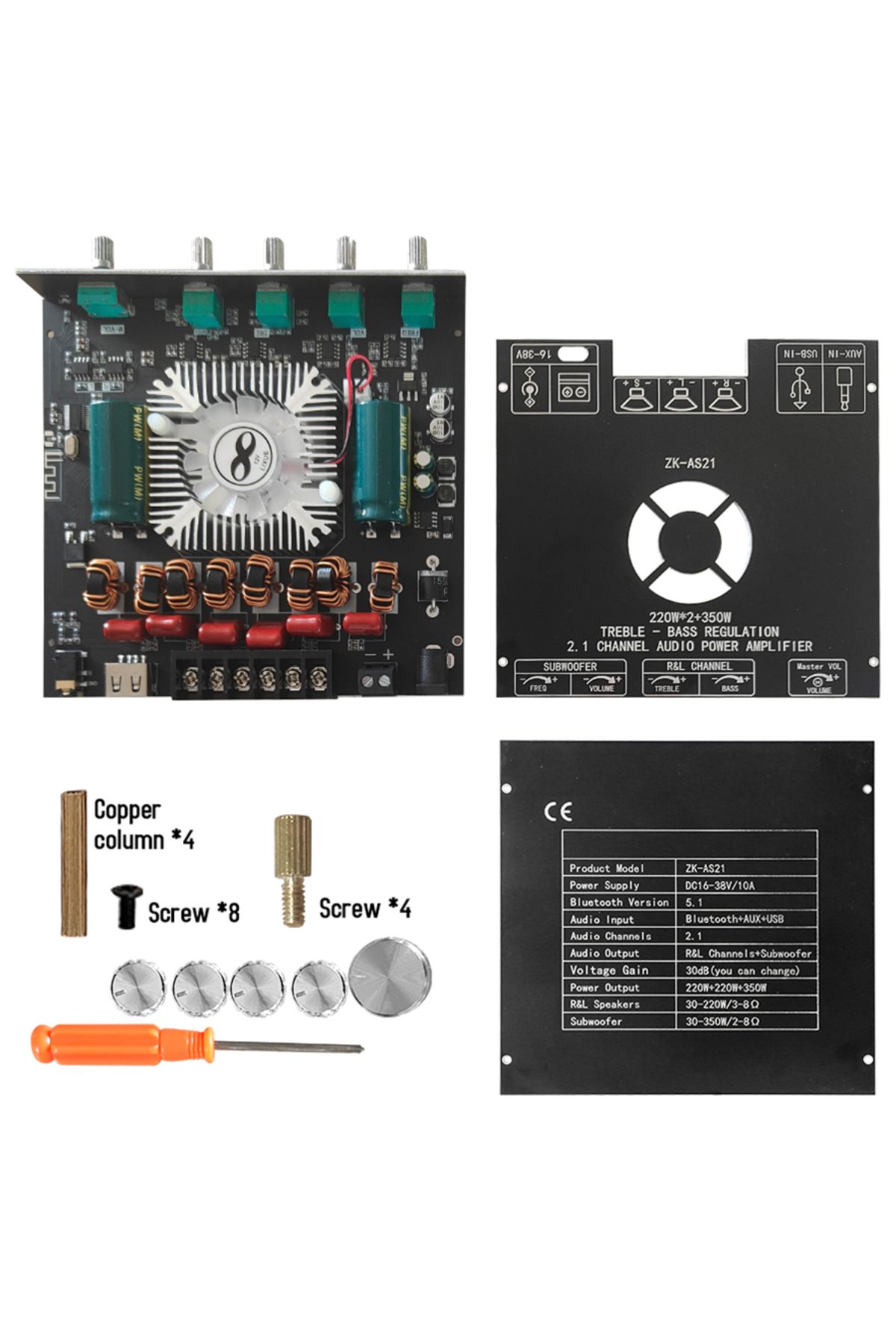 Choice-ZK-AS21 2.1 Channel TPA3255 Bluetooth Digital Power Amplifier Board Module High And Low Tone Subw... 7