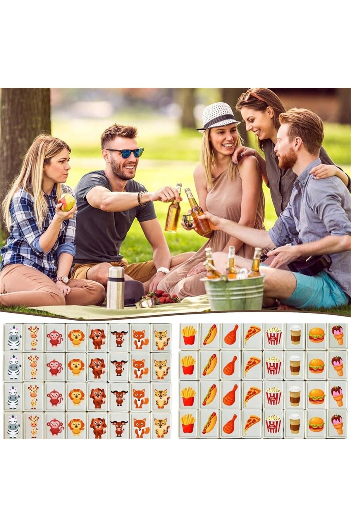 Choice-65 Tiles Seaside Escape Game Block Mahjong Sets with 38mm Pet and Food Pattern with Bag Funny Par... 3