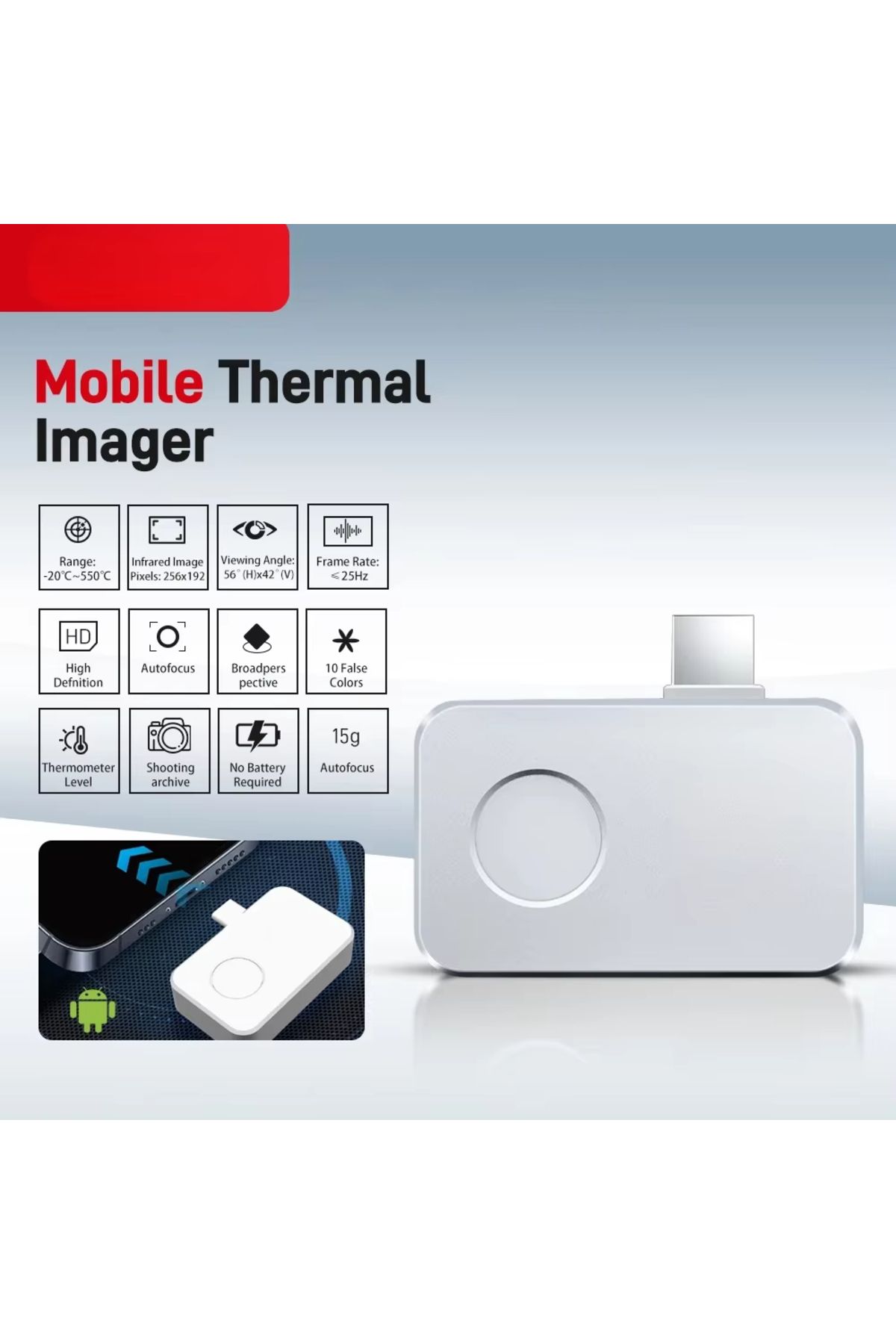 Choice-256*192 Thermal Camera  Android Type-C Thermal Imager 25Hz Mobile Thermal Imaging Camera for PCB ... 2