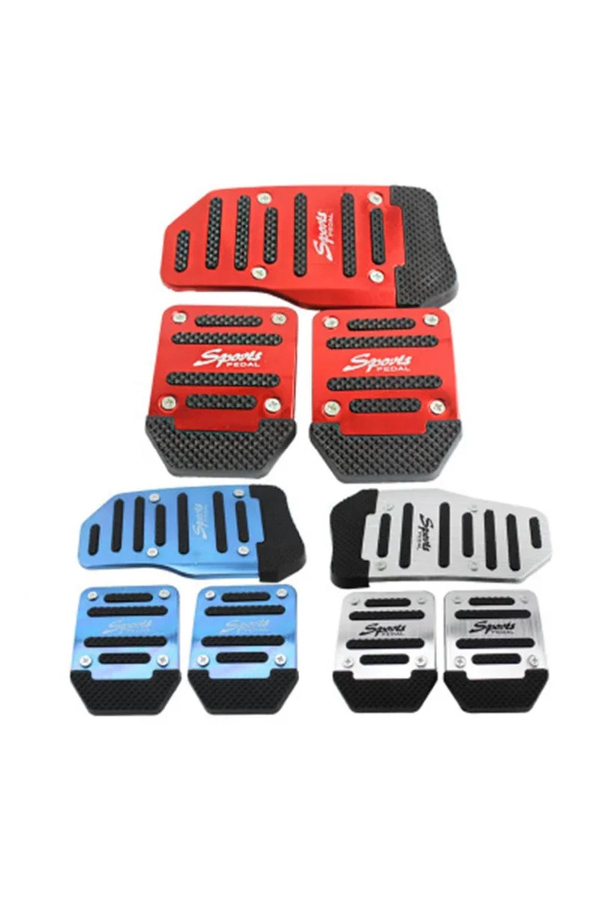 Choice-New 3Pcs/set Universal Non-Slip Aluminum Manual Transmission Car Pedal Cover Set Kit Pedali Red/B... 5