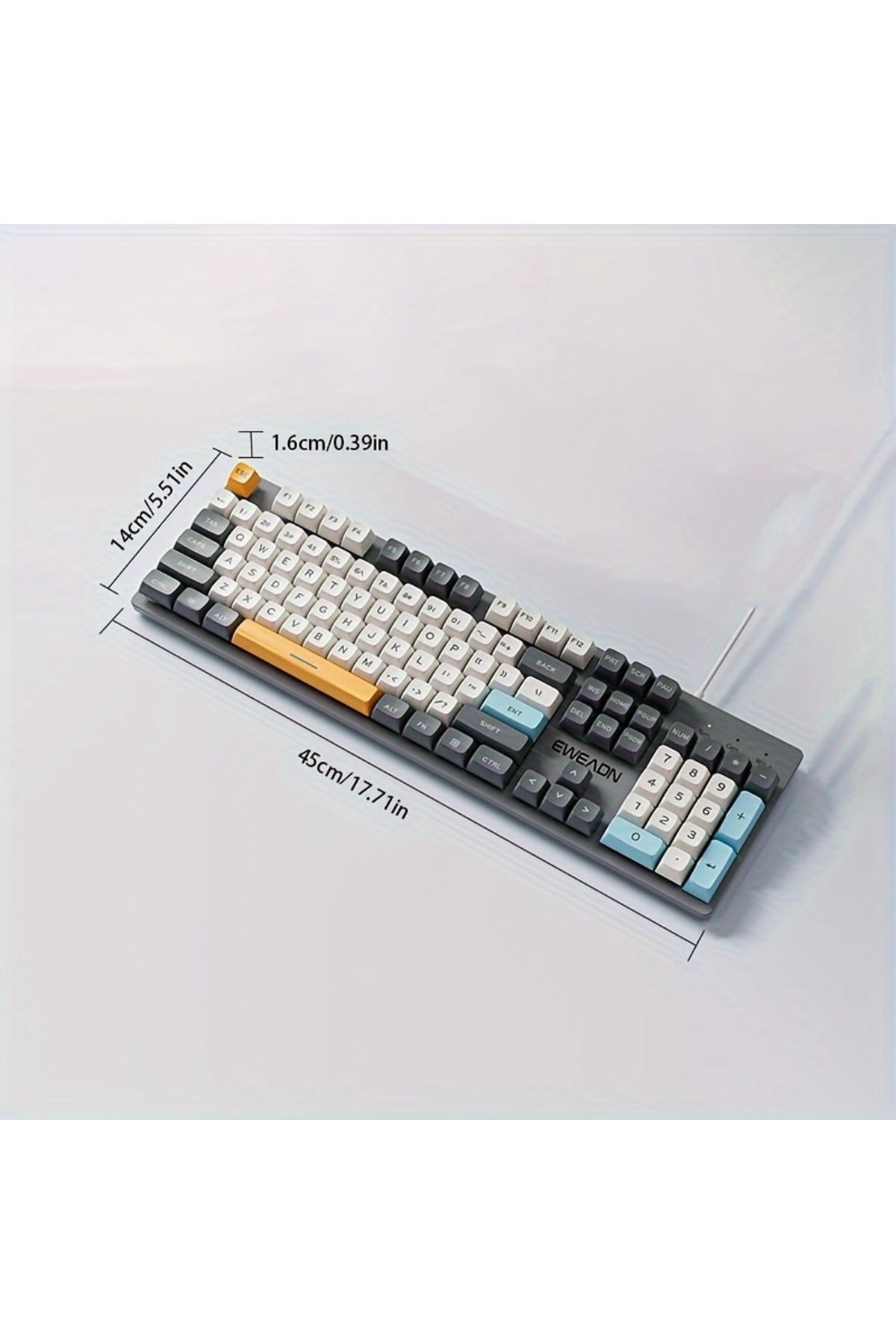 Choice-EWEADN V5 Gaming Keyboard 104 Keys USB Wired Backlit All Metal Panel Silent Mechanical feel Keybo... 6