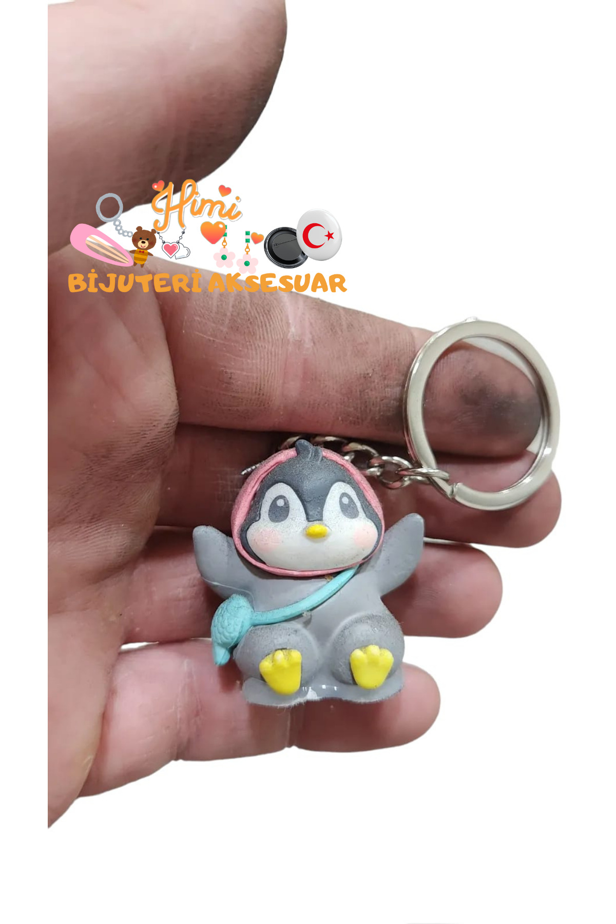 Çantalı Penguen Anahtarlık Sırt Çantası Süsü Oto Anahtarlık Okul Çantası Süsü Spor Çantası Süsü