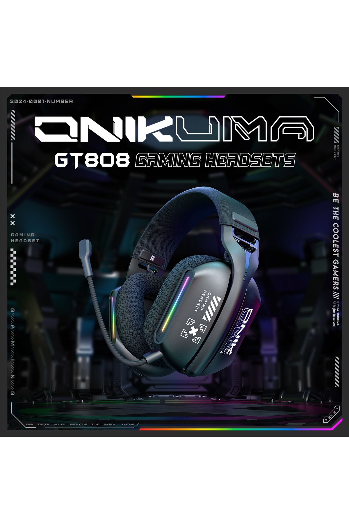 Choice-ONIKUMA GT808 Wireless Headphone with RGB Light 2.4Ghz Low Latency Gaming Headset with 360° Rotat... 2