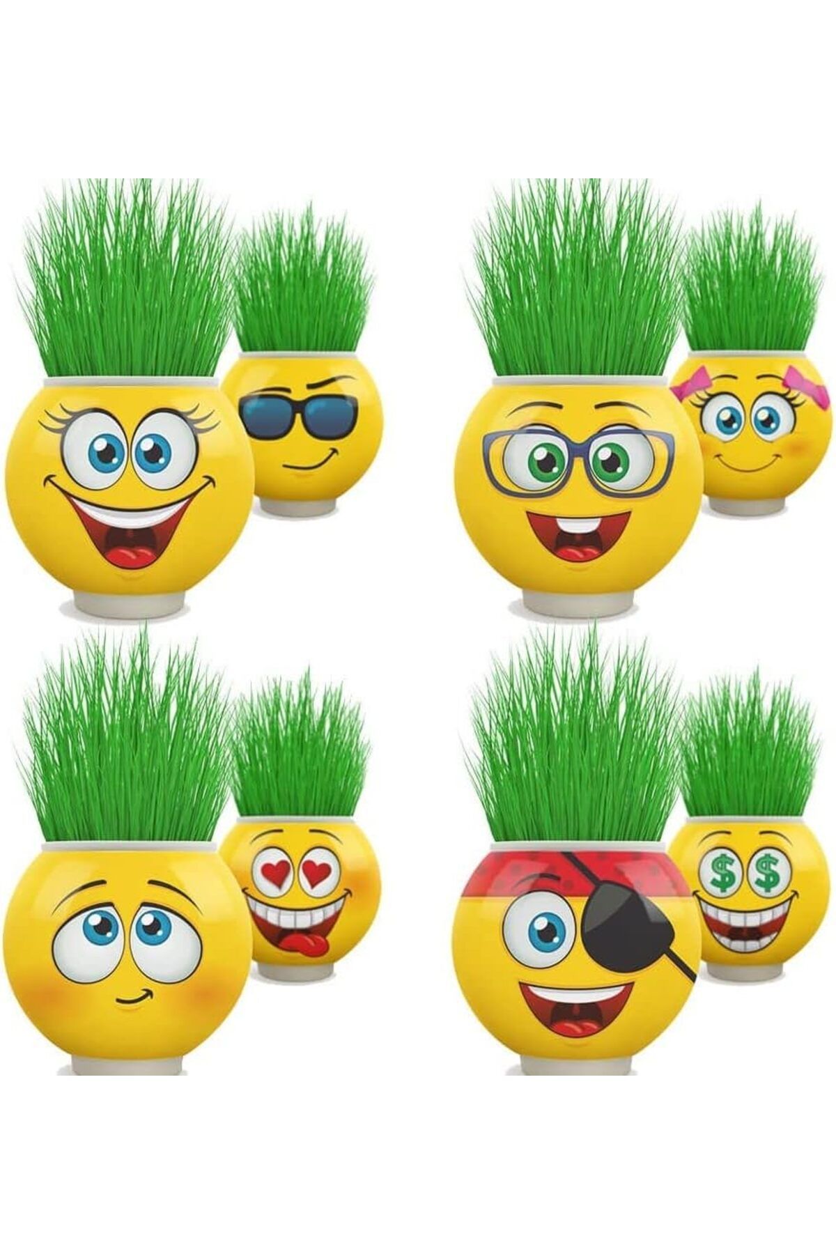 Shop58 Emoji Şekilli Çim Adam Surat 4 Adet Okul Öncesi Sonrası Etkinlik