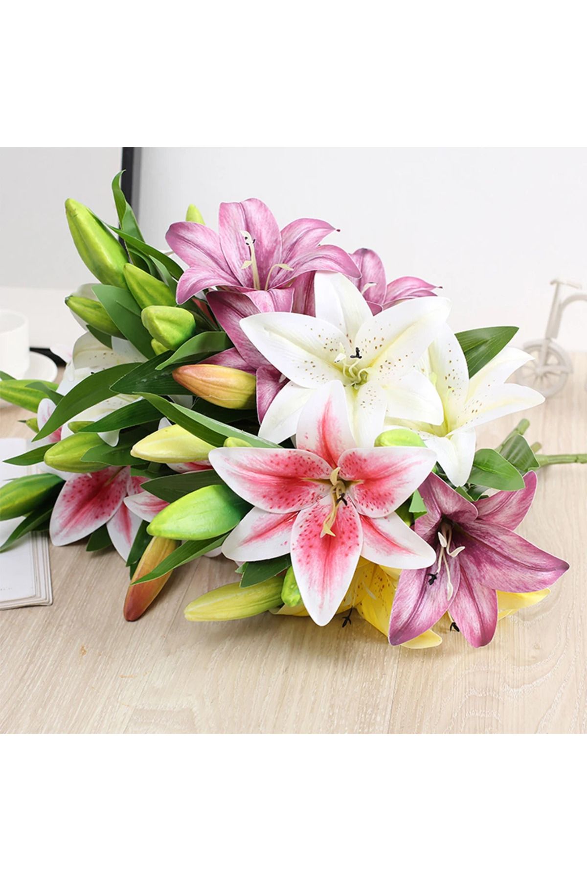 Choice-Real Looking 3D Printing Lily Branch  Artificial Flowers White Fake Flowers Flores for Wedding Ho... 2