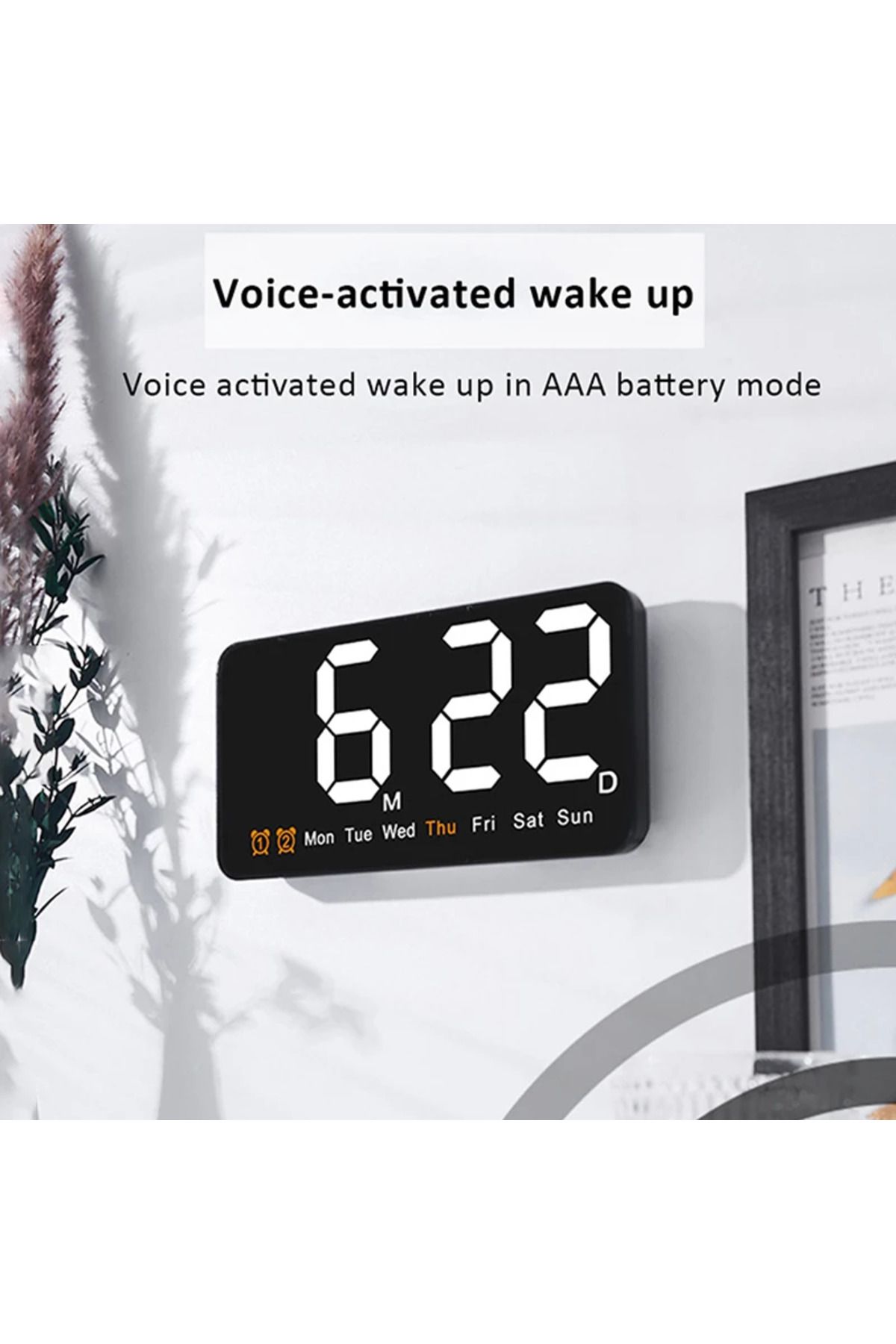 Choice-Digital Wall Clock with Voice Control Temperature Date Week DST Table Clock 12/24H Dual Alarm Wal... 4