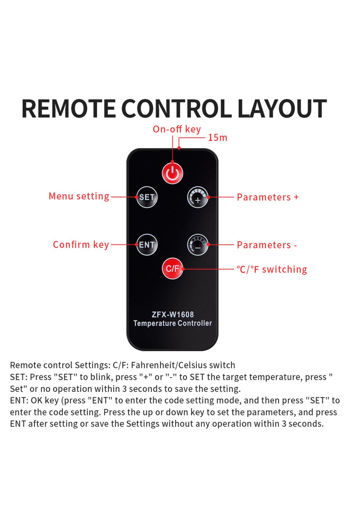 JUANJUAN-ZFX-W1608 Temperature Controller DC12V Digital Thermostat  Remote Control Microcomputer Freezer T... 5
