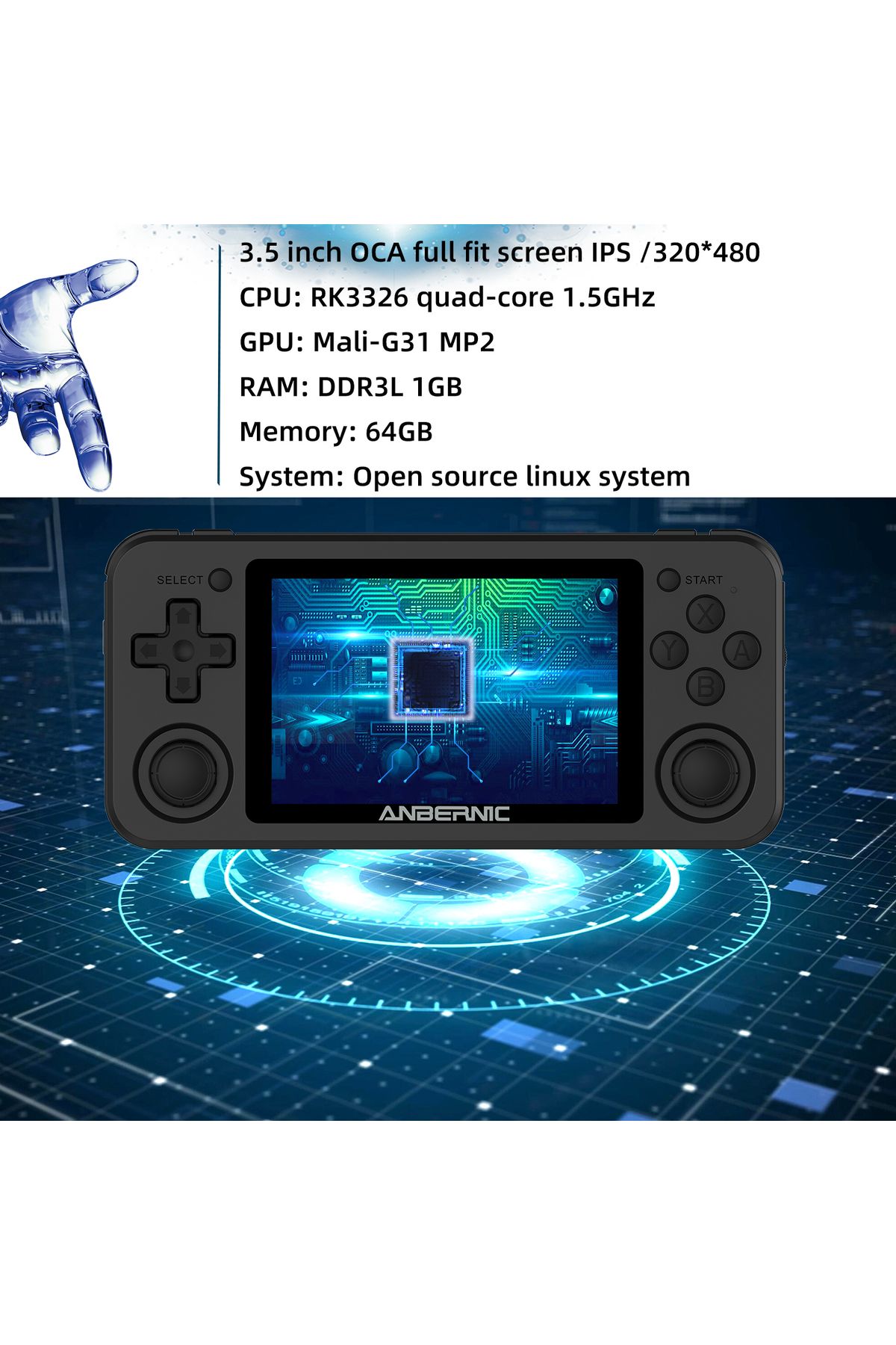 Choice-ANBERNIC RG351P Retro Video Game Console 3.5‘’ IPS Screen RK3326 3500 mAh Open Linux System Porta... 3