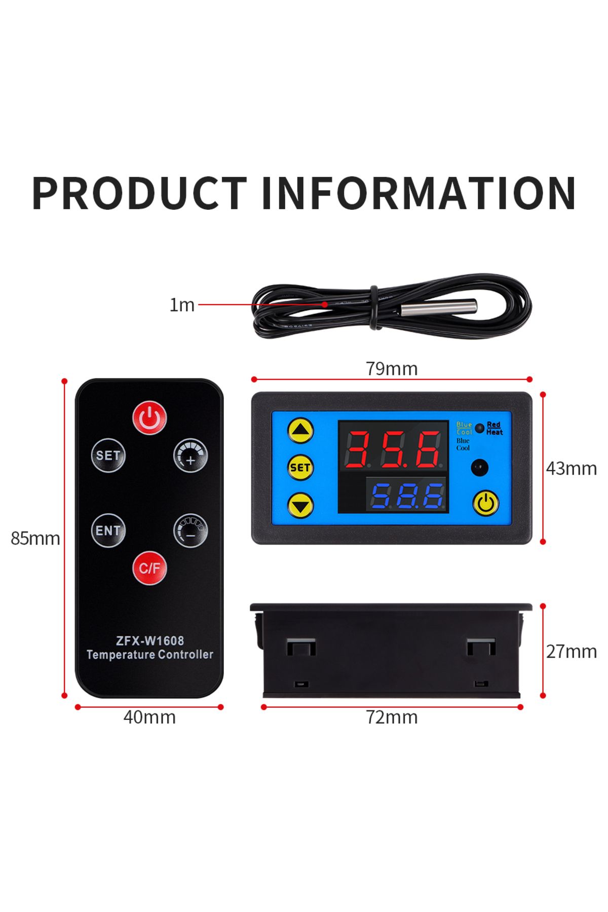 JUANJUAN-ZFX-W1608 Temperature Controller DC12V Digital Thermostat  Remote Control Microcomputer Freezer T... 6