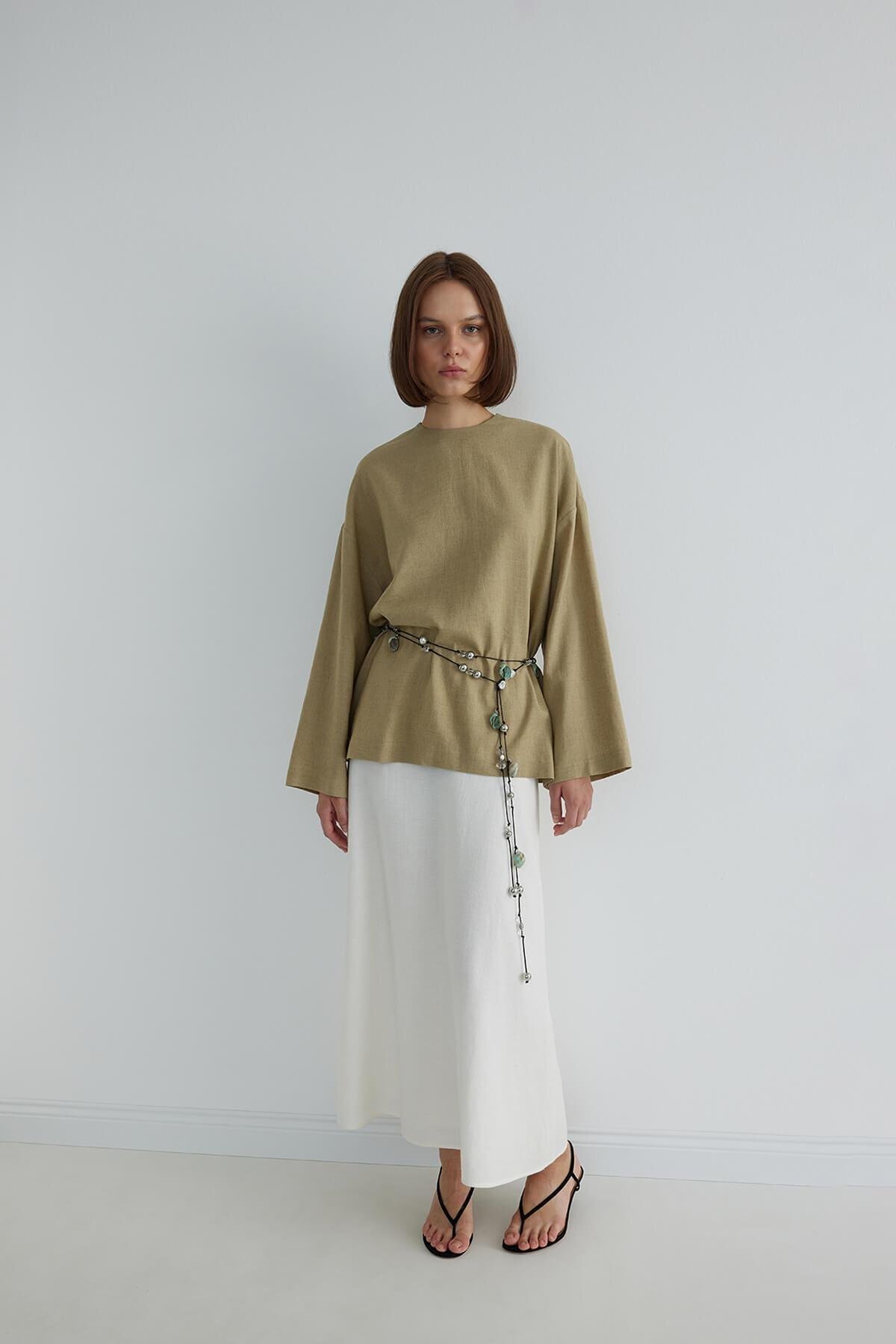 Suud Rag Suud Collection Ihlamur Yeşili Kavala Keten Bluz - Fiyatı, Yorumları