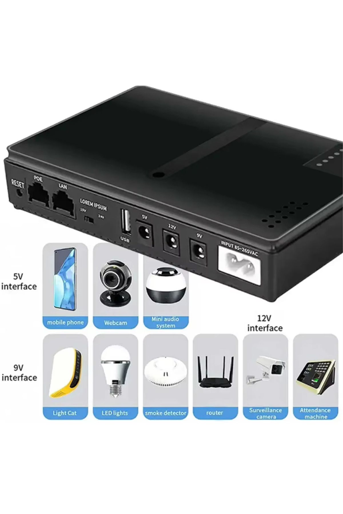 Choice-AC85-265V DC1018P Router 5V9V12V Optical Cat Monitor Backup Uninterruptible 10400Mah DC Power Sup... 5