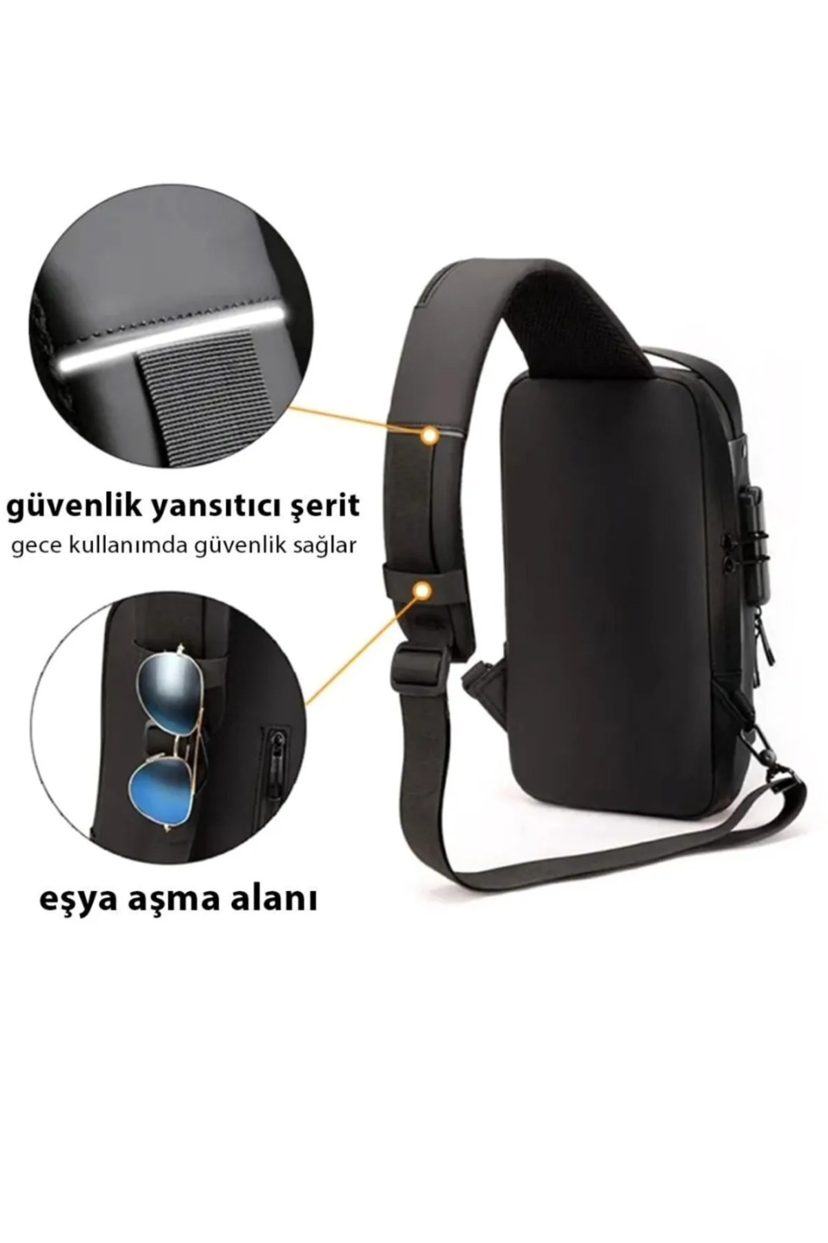 çaymekani Arion Usb Şarj Portlu Ve Kilitli Omuz Ve Göğüs Çantası görsel 3