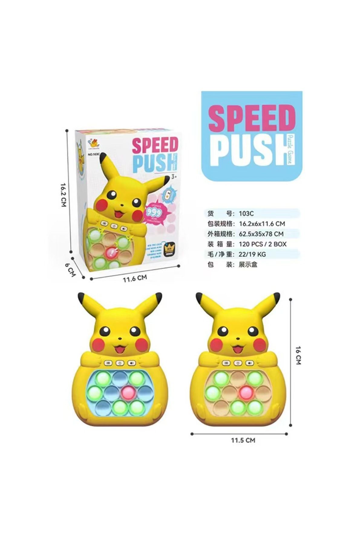 Choice-Stitch Pop up Quick Push Bubbles Game Console Stress Toys Pikachu Fun Whac-A-Mole Squeezing Handl... 2