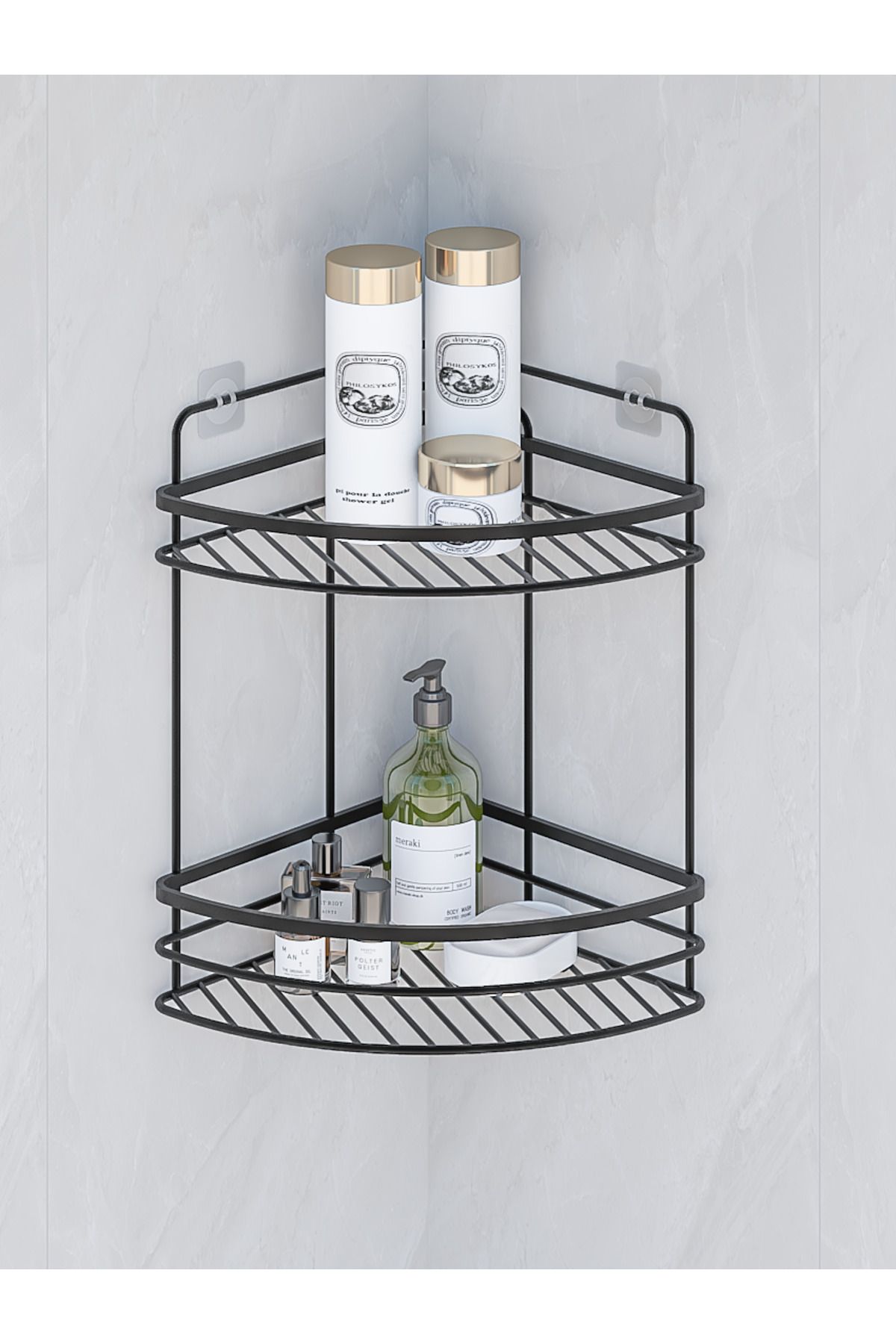 MultiStore-Stainless Lifetime Bathroom Organizer - Shampoo Holder Black Lk02 1
